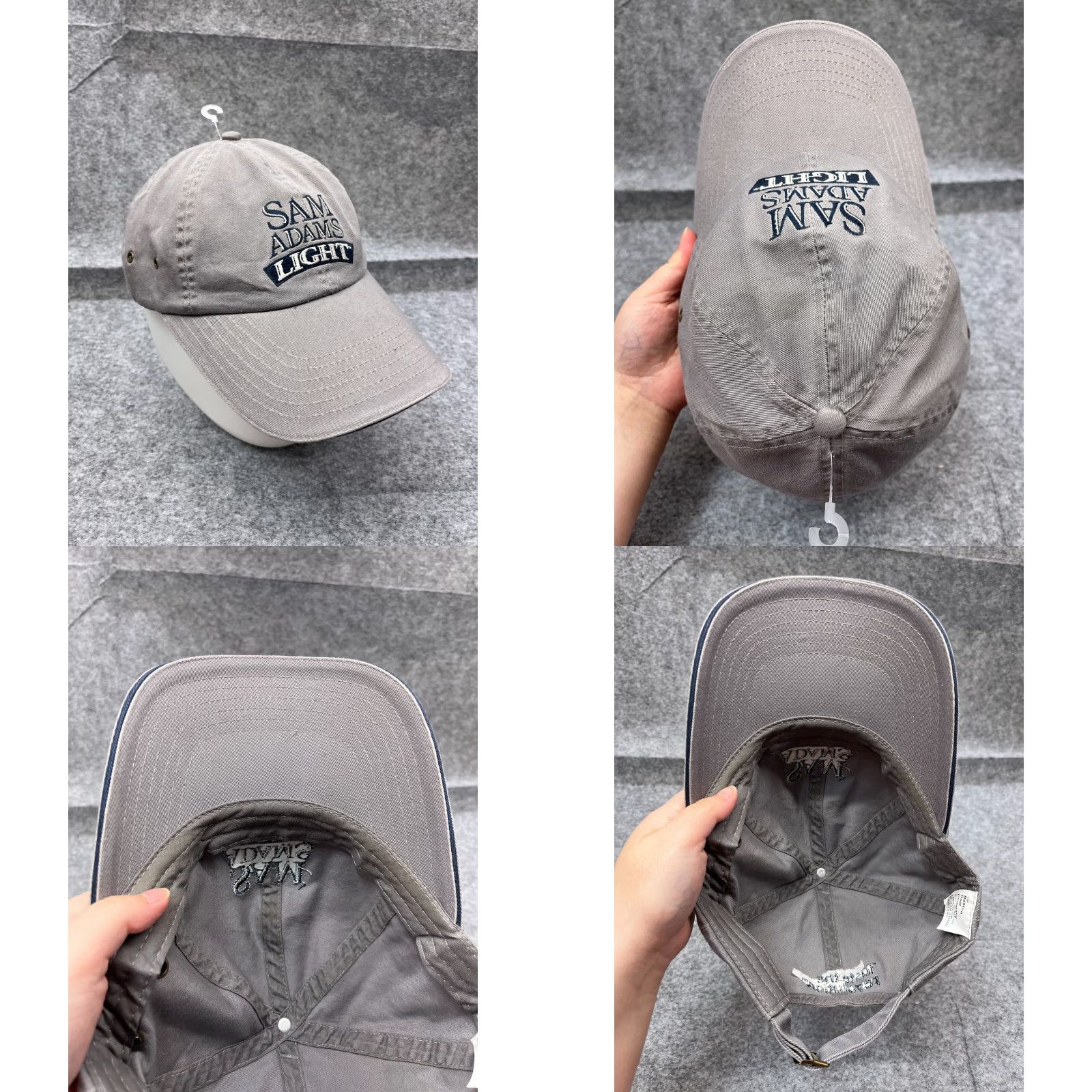 Vintage Sam Adams American Light Hat Cap Strap Back Adult One Size Gray 100% Cotton Size ONE SIZE - 8 Thumbnail