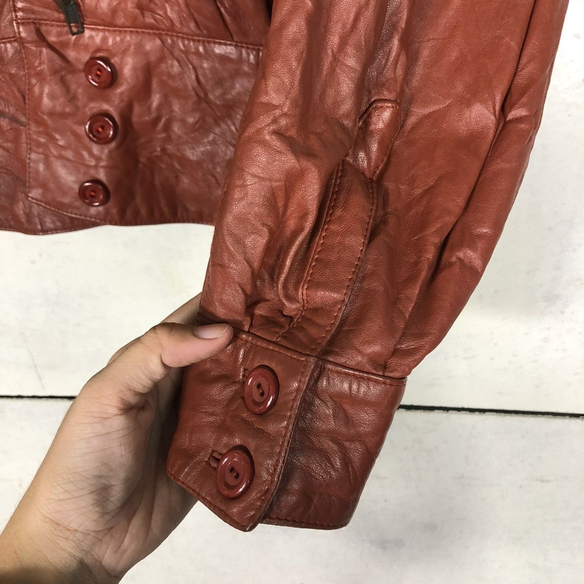 Japanese Brand 🔥VINTAGE BIKER LEATHER JACKET LA HATHOR ISSEY MIYAKE Size US M / EU 48-50 / 2 - 17 Thumbnail