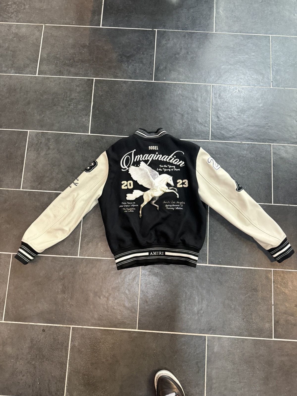 Amiri AMIRI OVERSIZED VARSITY LEATHER WOOL JACKET (BLACK) 46 Size US S / EU 44-46 / 1 - 2 Thumbnail