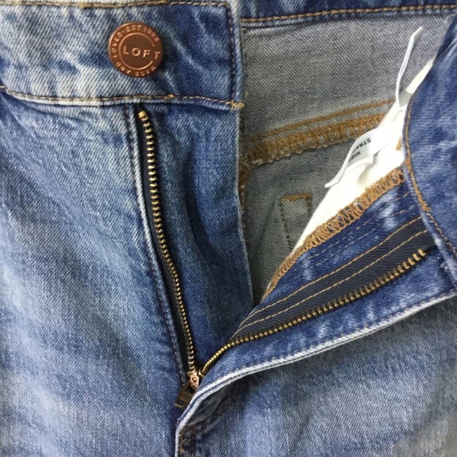 Loft Loft Blue High Waist Straight Crop Jeans Size 30" / US 8 / IT 44 - 10 Thumbnail