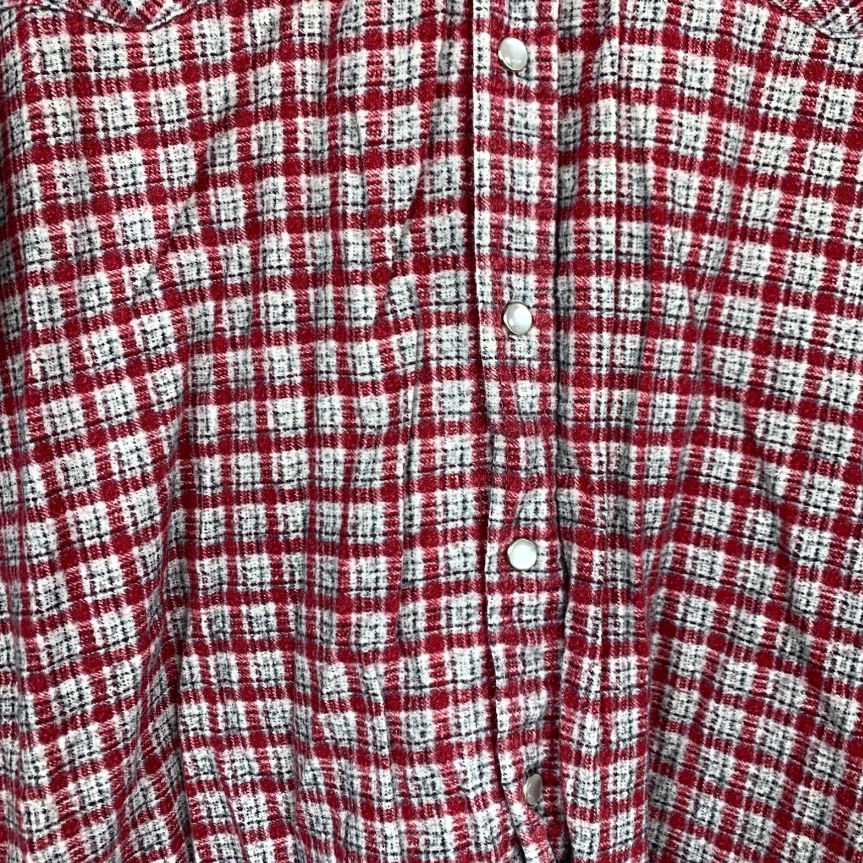 Haband VINTAGE Haband Pearl Snap Grunge Red White Long Sleeve Flannel Shirt L Mens Size US L / EU 52-54 / 3 - 2 Thumbnail