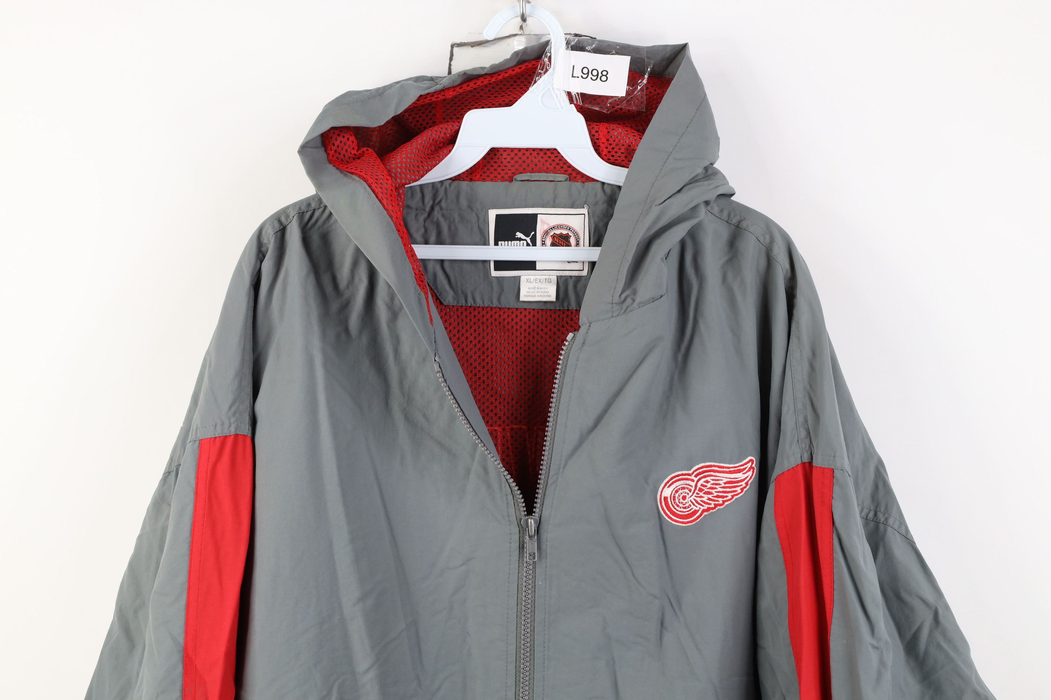 Puma Vintage 90s Puma Red Wings Hockey Hooded Windbreaker Jacket Size US XL / EU 56 / 4 - 2 Thumbnail