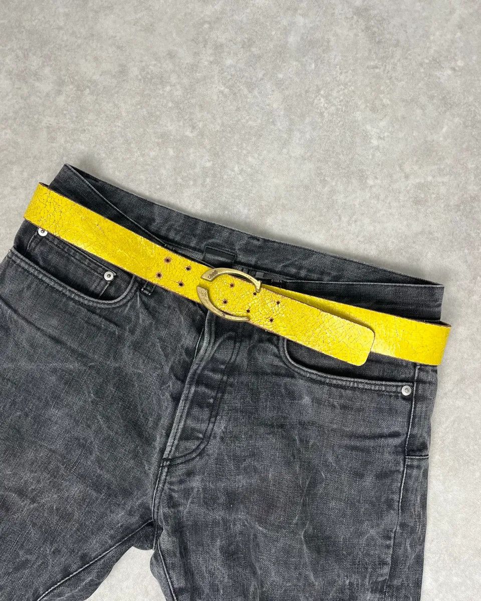 Roberto Cavalli 2000s Cavalli Cracked Yellow Leather Belt Size ONE SIZE - 1 Thumbnail