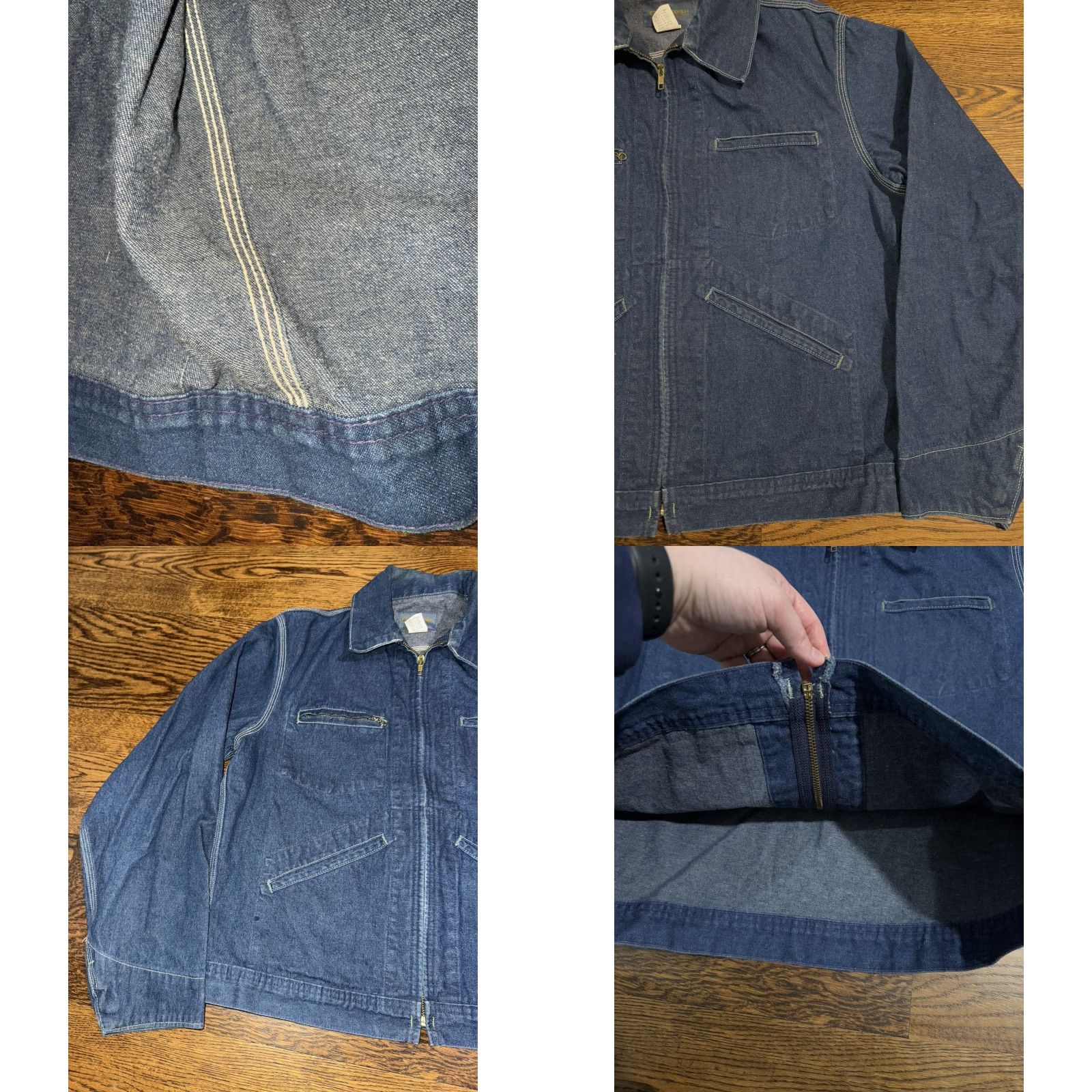 Denime VINTAGE Oshkosh Denim Chore Jacket Indigo Blue Size 40 1970s Workwear Barn Coat Mens / Womens Size US XXS / EU 40 - 8 Thumbnail