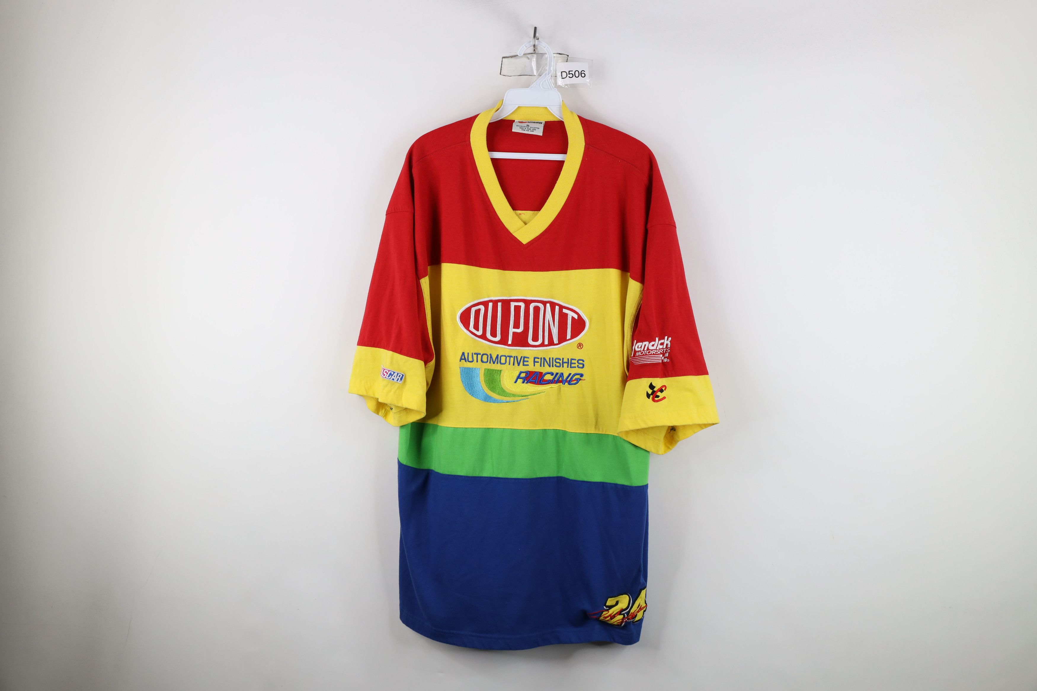 Vintage Vintage 90s NASCAR Striped Jeff Gordon Racing T-Shirt Size US XL / EU 56 / 4 - 1 Thumbnail
