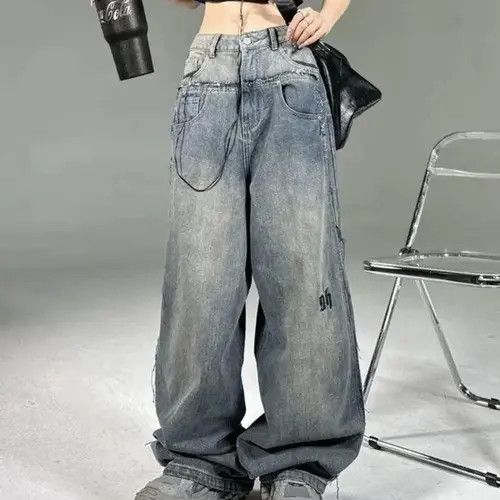 Designer × Japanese Brand × Vintage y2k washed distressed baggy jeans Size US 31 - 1 Thumbnail