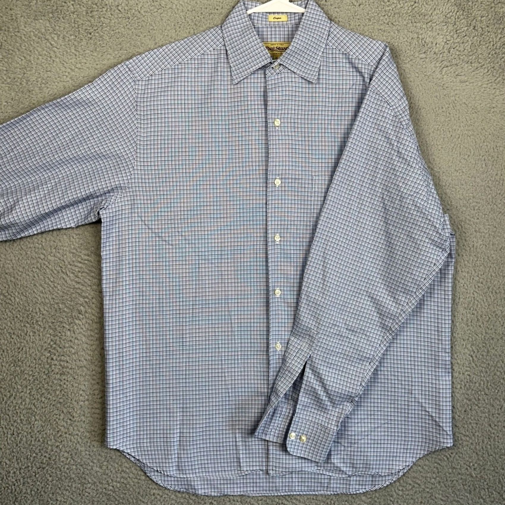 Paul Stuart VINTAGE Paul Stuart Shirt Mens XL Blue White Cooper Button Up Houndstooth Made In Italy Size US XL / EU 56 / 4 - 2 Thumbnail