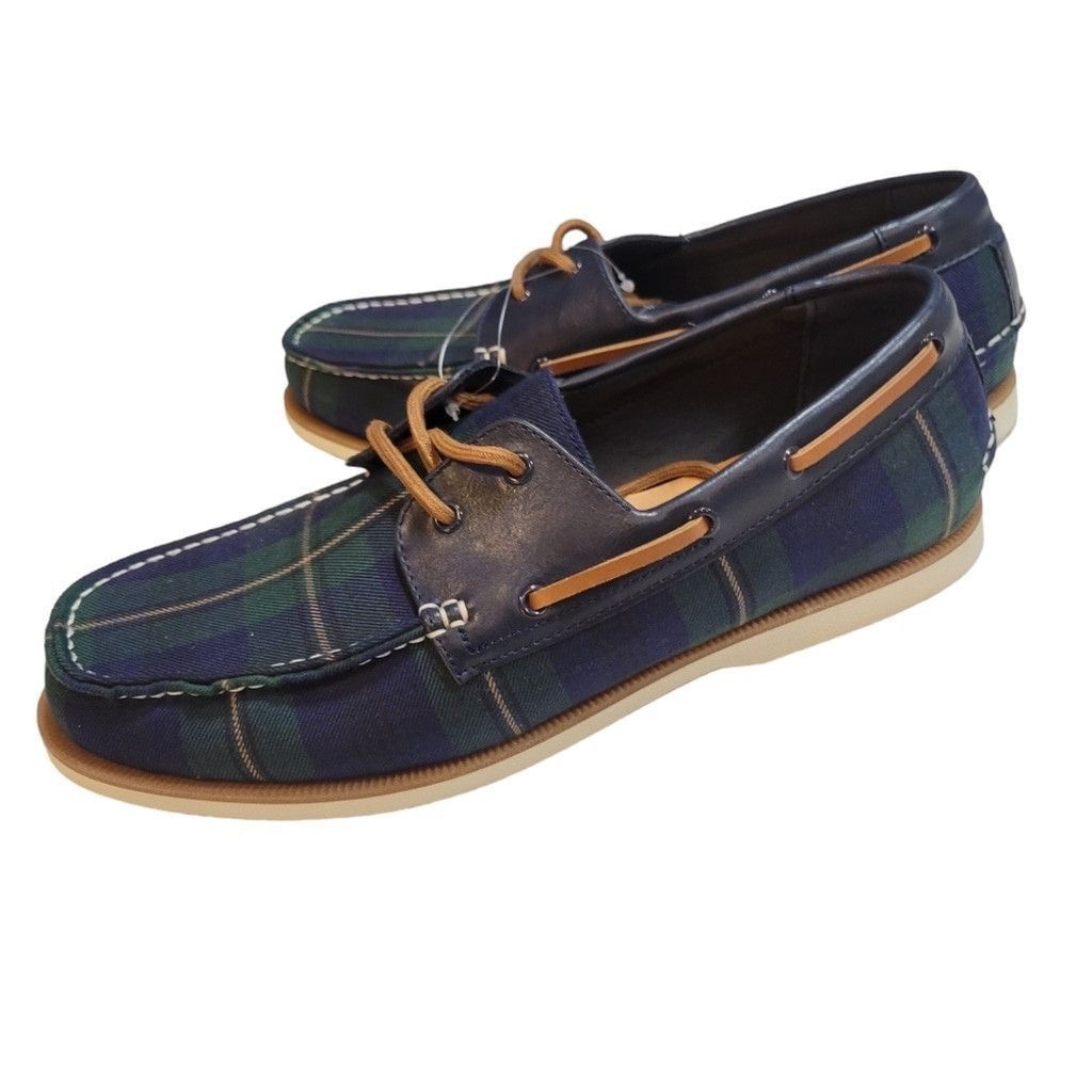 Club Room Club Room Elliott Check Blue Boat Shoes. Size 7.5M. NWOT Size US 7.5 / EU 40-41 - 4 Thumbnail
