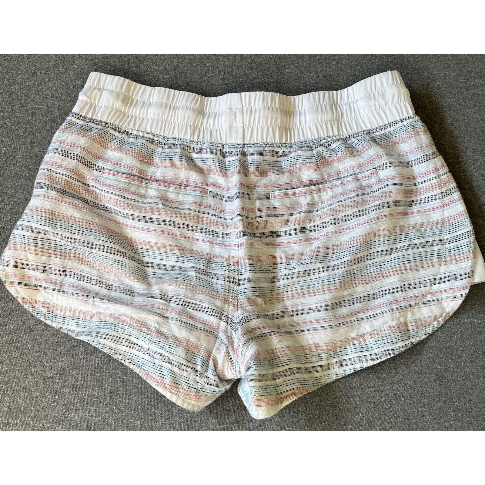 Athleta Athleta Cabo Beachside Shorts Women 8 Linen White Striped Size 30" / US 8 / IT 44 - 2 Thumbnail