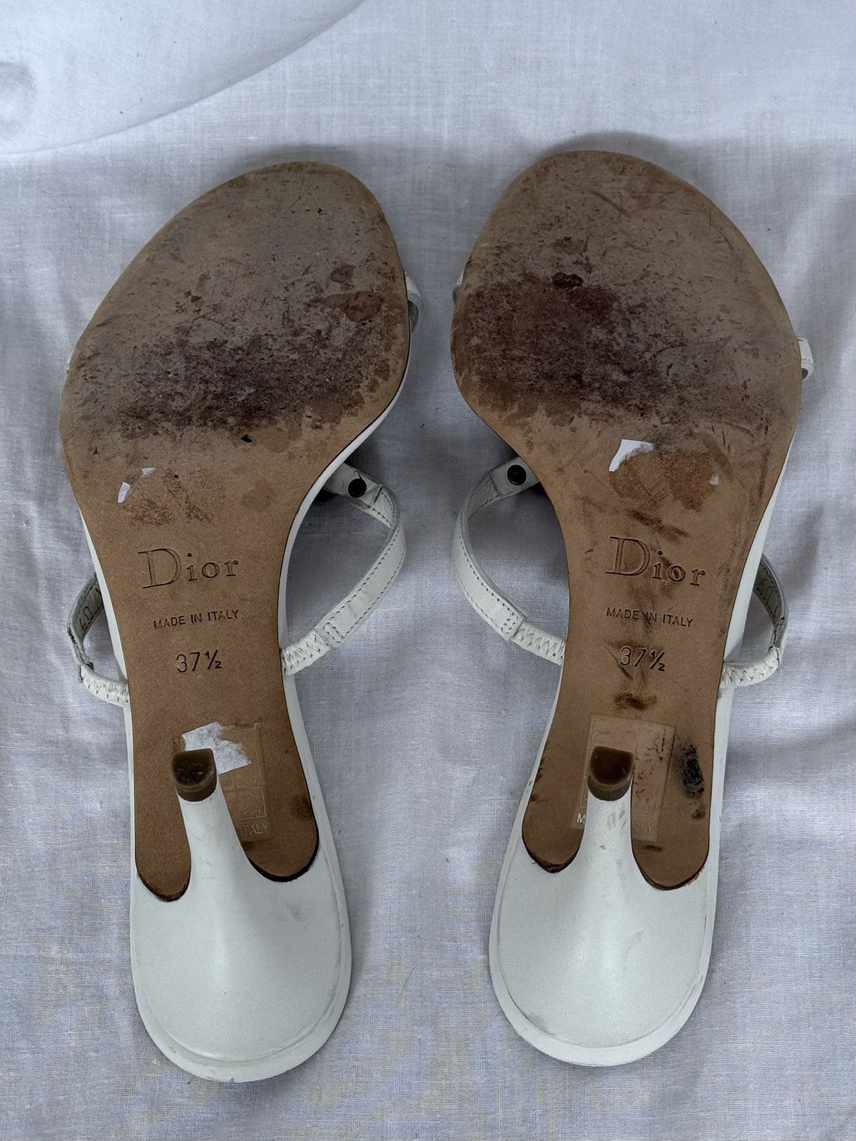 Dior Christian Dior White Leather Mules Sandals Size US 7.5 / IT 37.5 - 12 Thumbnail