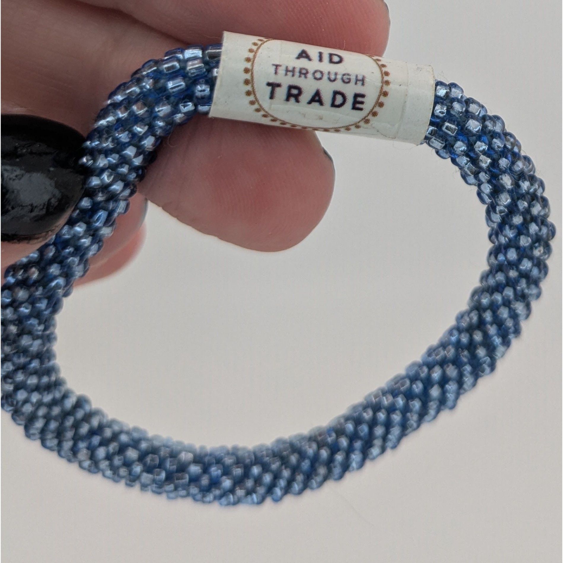 Other Aid Through Trade Roll-On Bracelet Navy Blue Glass Beads Han Size ONE SIZE - 7 Thumbnail