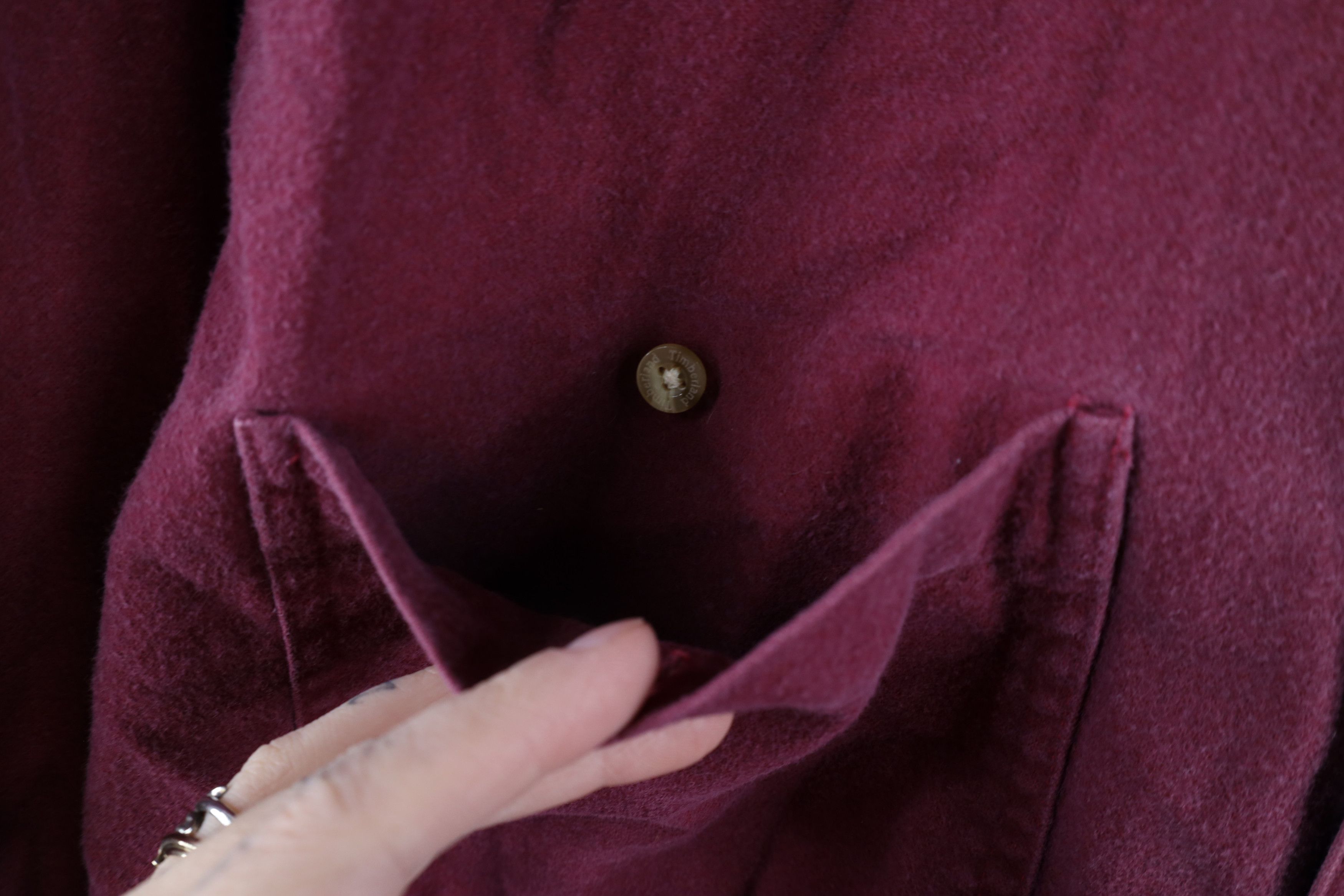 Timberland × Vintage Vintage 90s Timberland Chamois Cloth Button Shirt Red Size US M / EU 48-50 / 2 - 10 Thumbnail