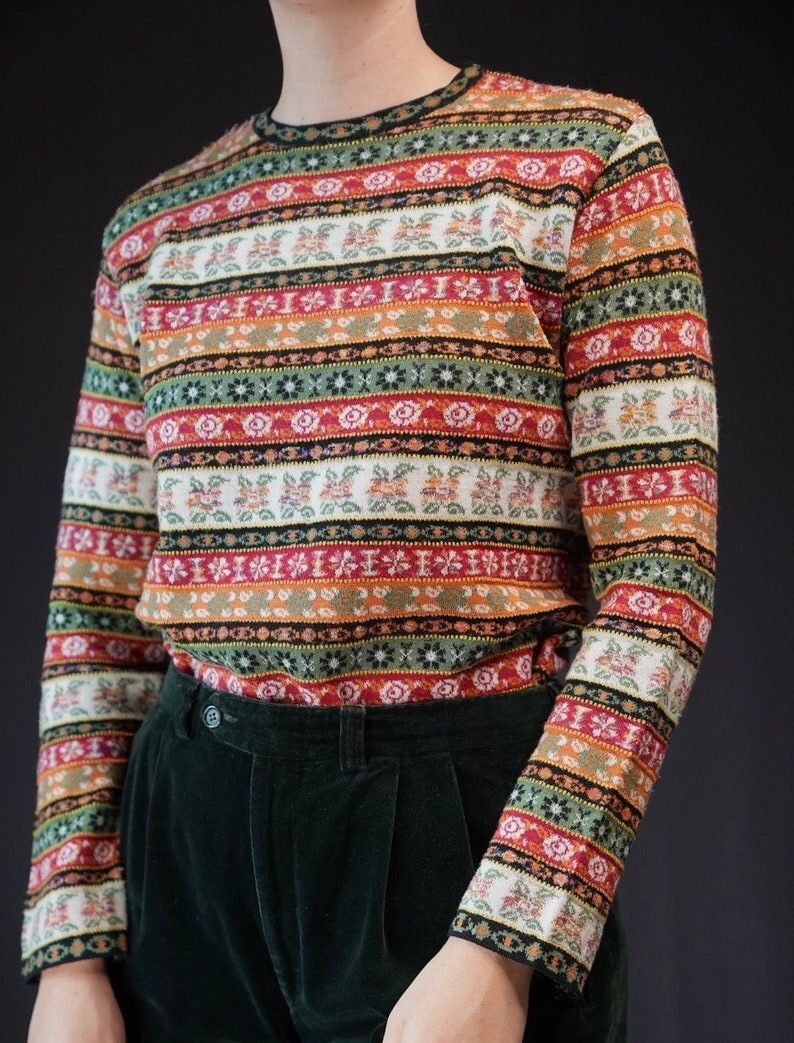 Vintage United Color Of Benetton With Cut Flower Pattern