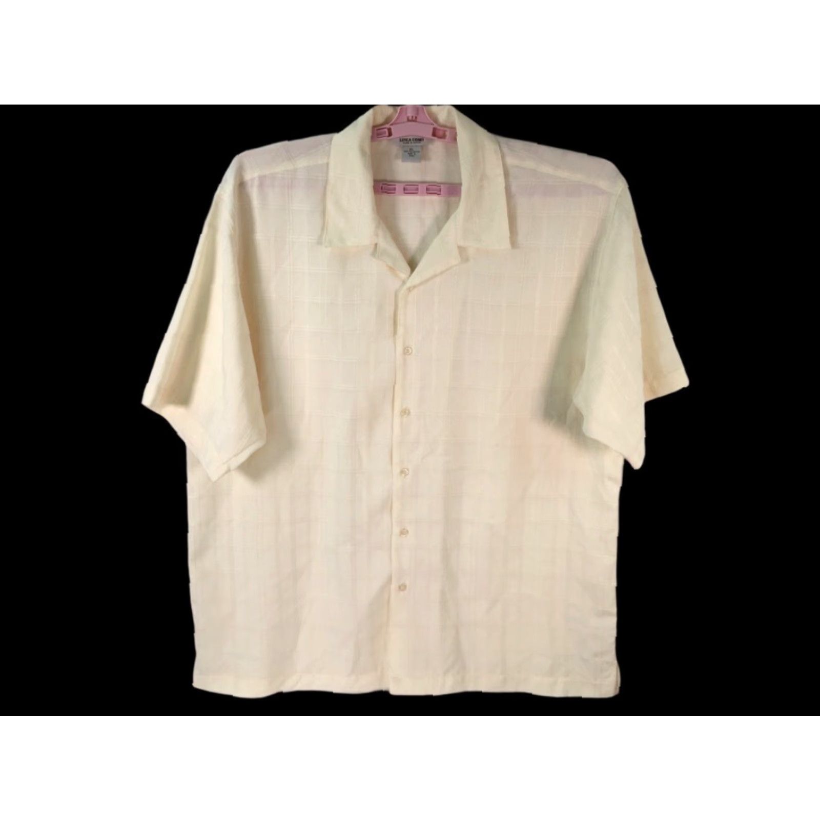 Vintage Linea Uomo Button Up Shirt Mens XL Beige Windowpane Short Sleeve Size US XL / EU 56 / 4 - 2 Thumbnail