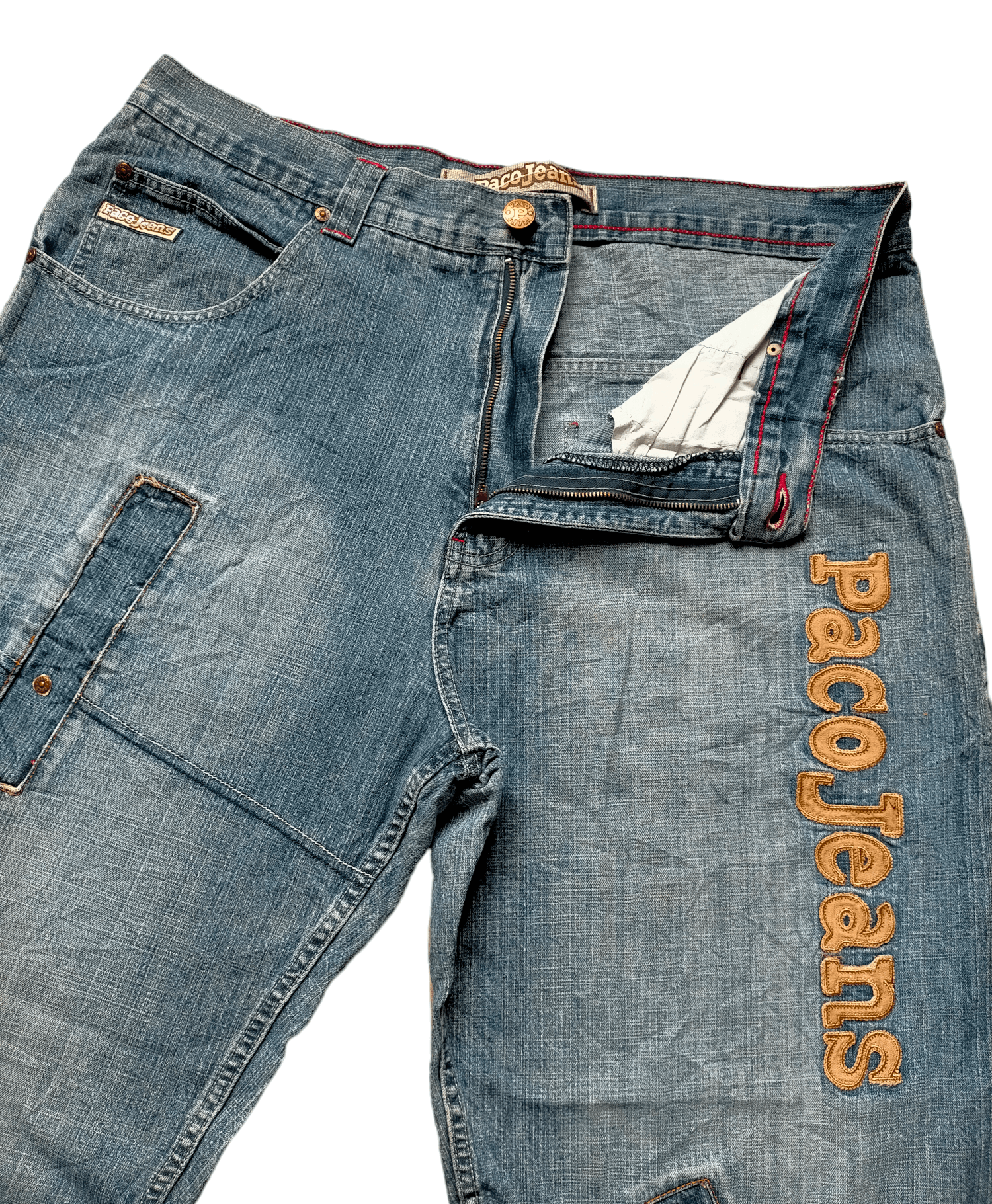 Japanese Brand Paco Jeans Patchwork Embroidered Baggy Jeans Size US 37 - 6 Thumbnail