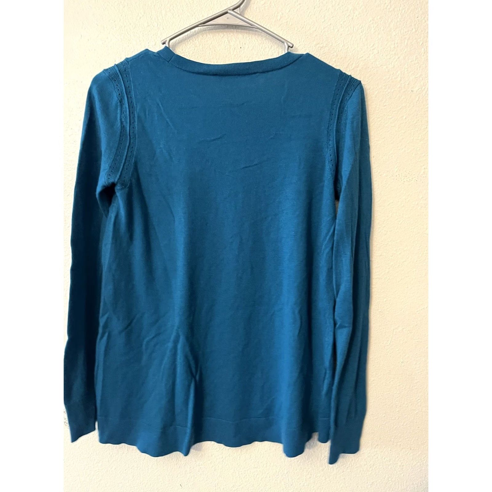 Loft LOFT Ann Taylor Sweater Womens Small Blue Knit Scoop Neck Long Sleeve Size S / US 4 / IT 40 - 3 Thumbnail