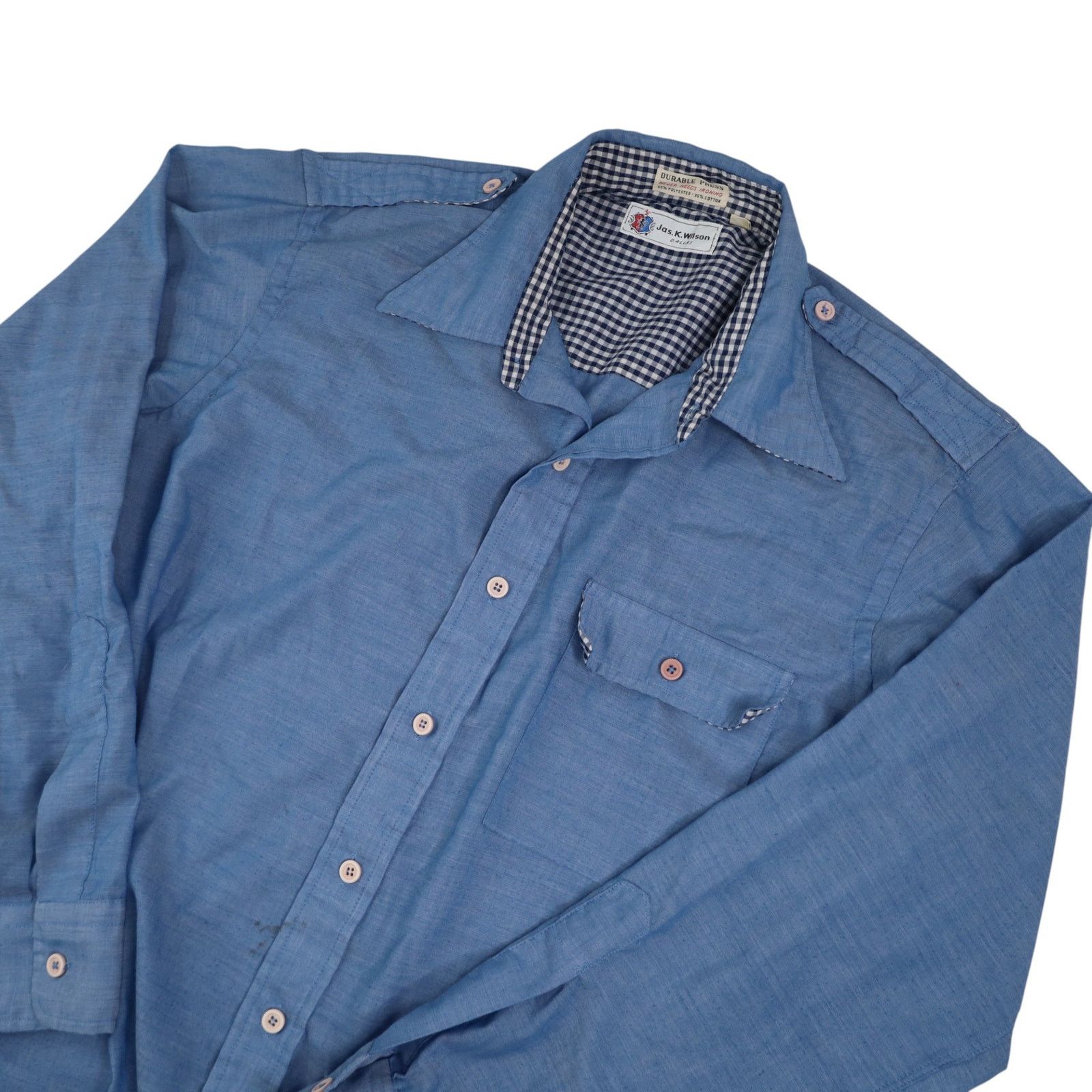 Vintage True VTG 60s Jas. K. Wilson Chambray Work Shirt Blue Size US L / EU 52-54 / 3 - 2 Thumbnail