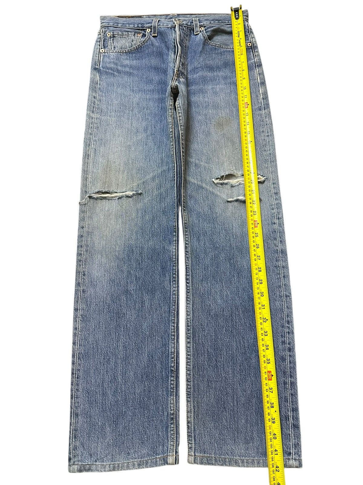 Levi's Vintage 90s Levis 501 Blue Faded Wash Distress Style Jeans Size US 31 - 13 Thumbnail