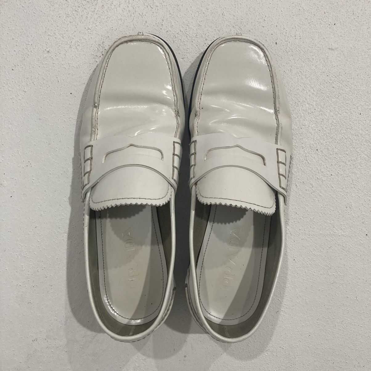 Prada White Brushed Leather Prada Loafers Size US 7.5 / EU 40-41 - 5 Thumbnail