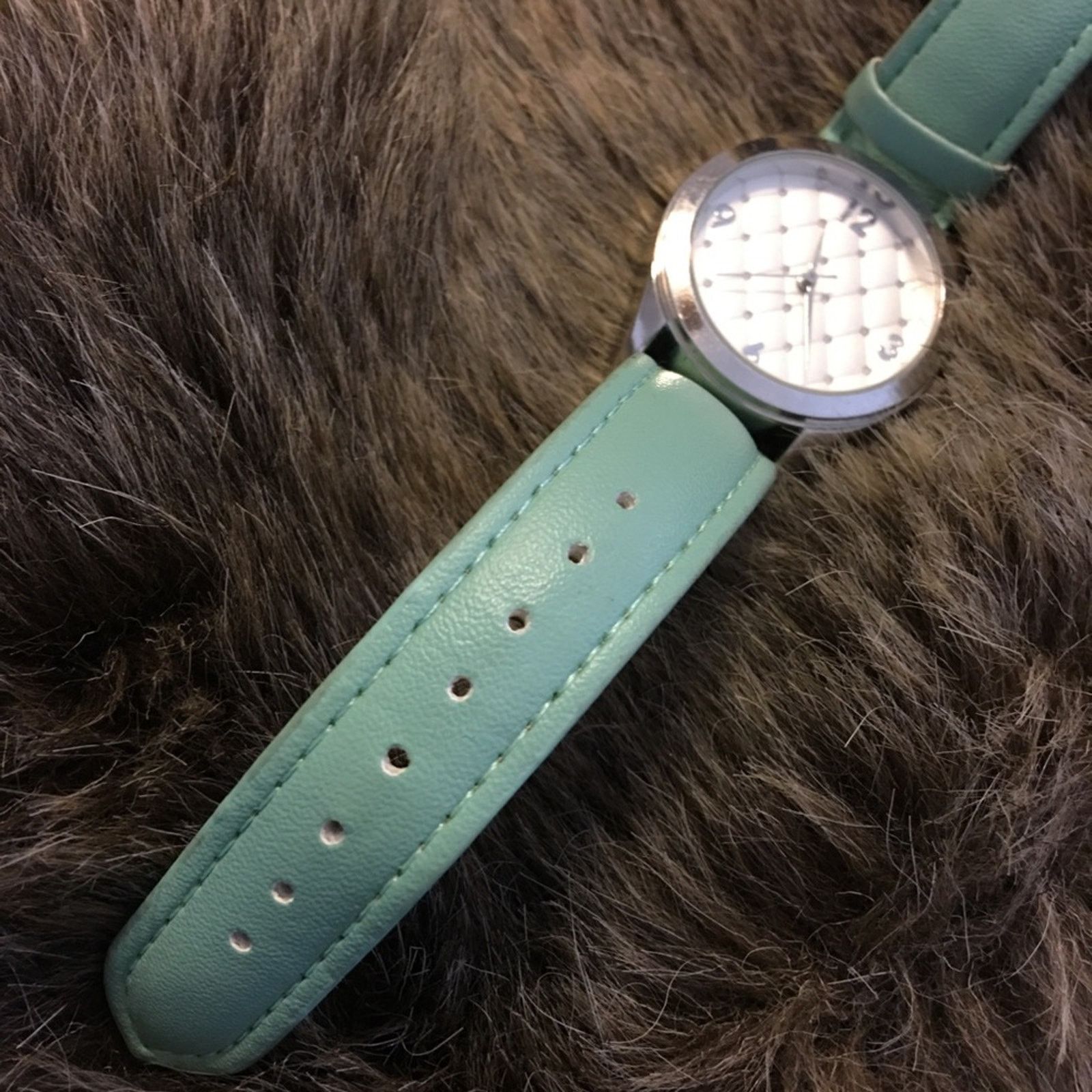 Jewelry Ladies crystal quilt mint imitation leather watch Size ONE SIZE - 6 Thumbnail