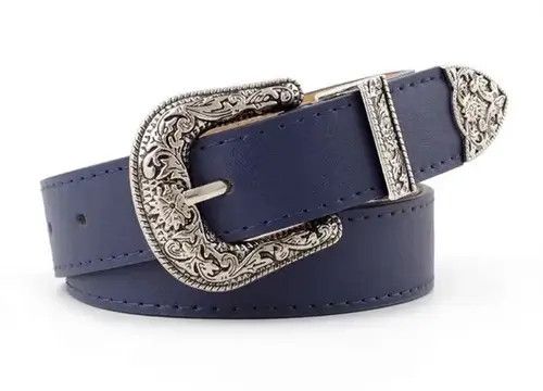 Japanese Brand Blue Color Retro Pin Buckle PU Leather Belt Size ONE SIZE - 2 Thumbnail