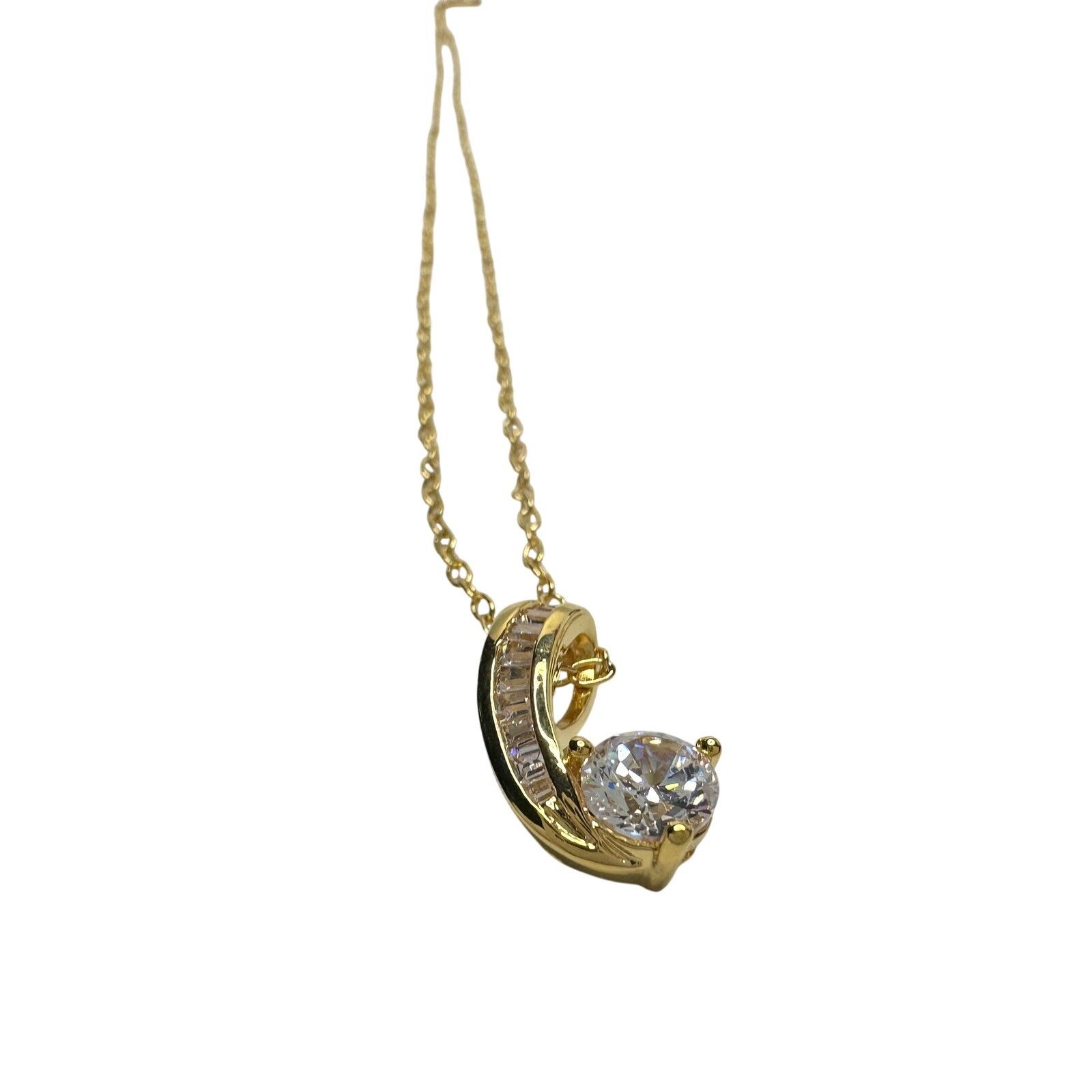 Other Pretty 18kt Gold Plated Topaz and Zirconia Swirl Necklace Size ONE SIZE - 10 Thumbnail
