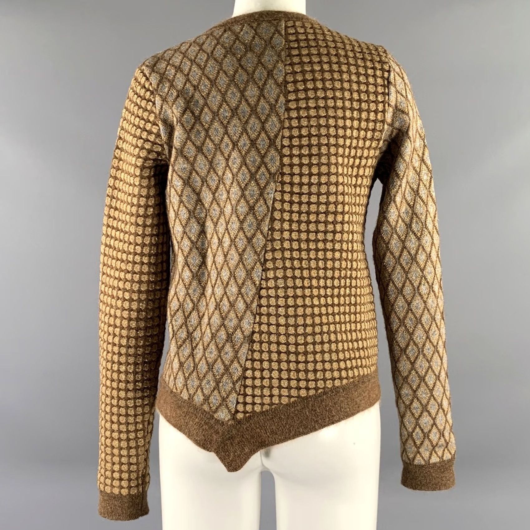 Marni MARNI Cardigan Womens 4 Gold Size Brown Mohair Blend Geometric Size S / US 4 / IT 40 - 4 Thumbnail