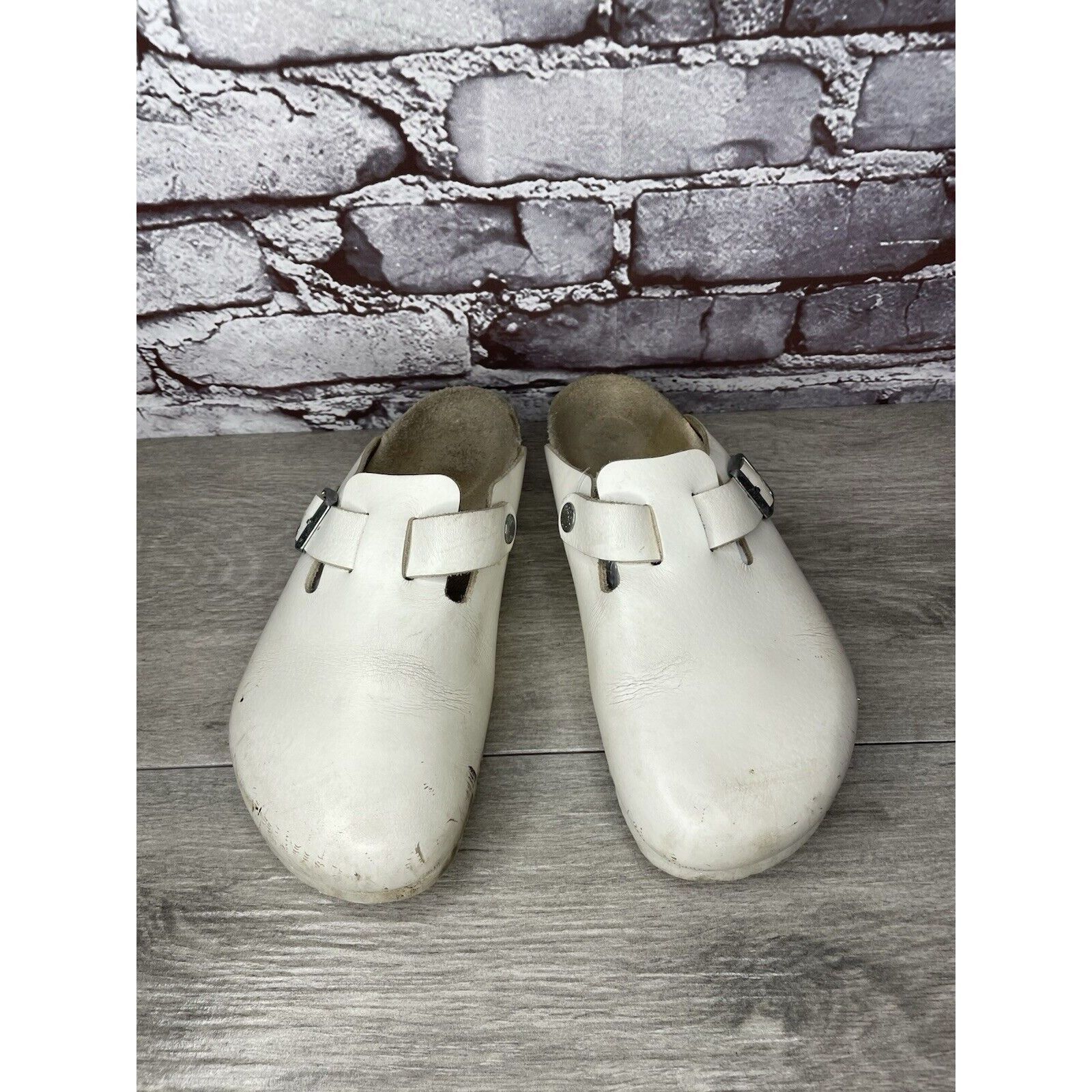 Birkenstock Birkenstock Boston White Leather Strap Slides Clogs Shoes Wo Size US 6.5 / IT 36.5 - 11 Thumbnail