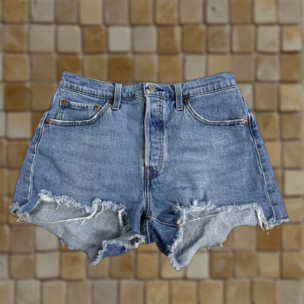 Levi's VINTAGE Levi's 501 Womens High Rise Button Fly Cut-Off Jean Denim Shorts Adult Size 29 Blue 2in Inseam Womens Size 29" - 1 Thumbnail