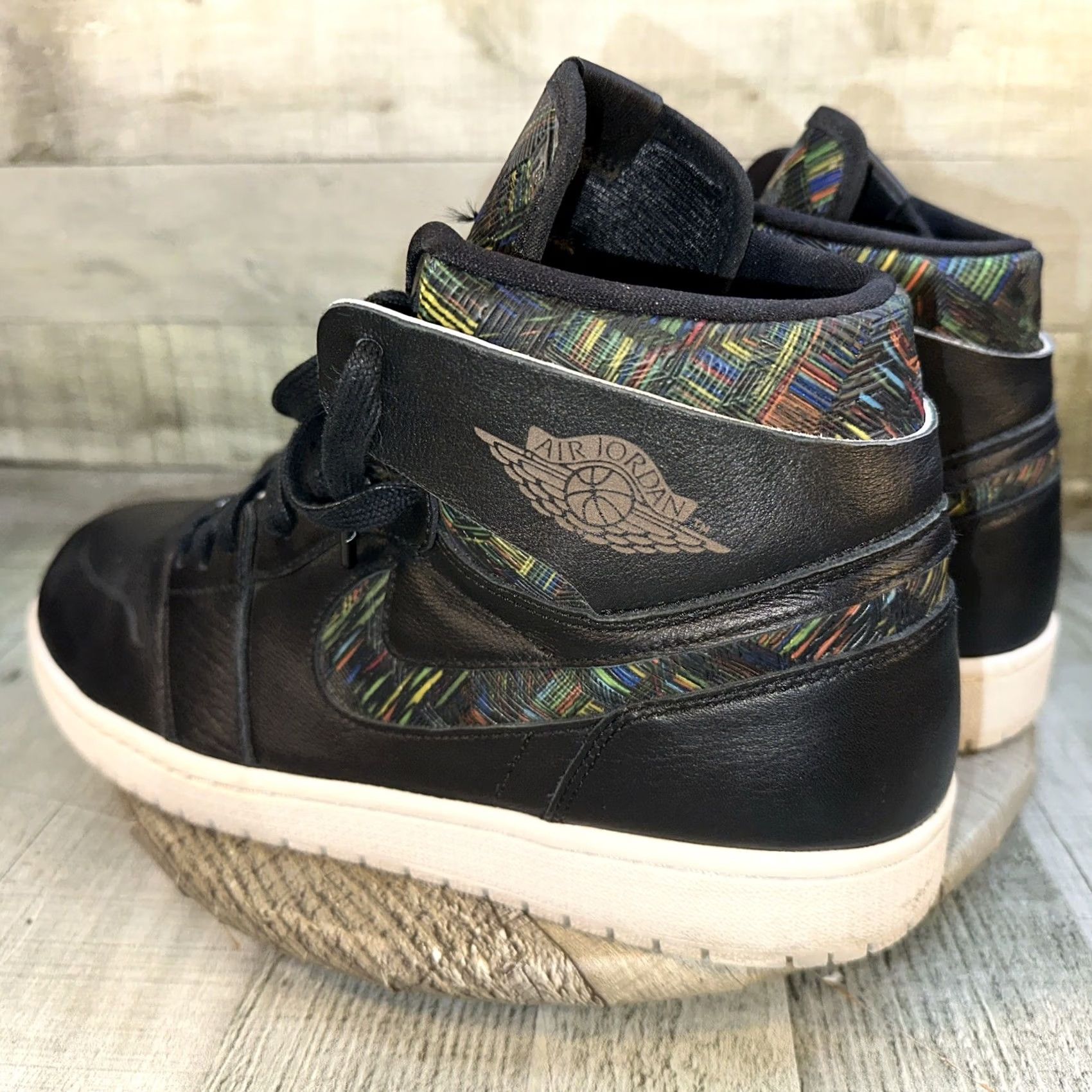 Jordan Brand Jordan Air Jordan 1 Retro High Nouveau BHM 2016 Black High Top Men's Leather Shoes Sneaker Basketball Lace Up Rubber Outsole 11.5 US 42 EU Size US L / EU 52-54 / 3 - 5 Thumbnail