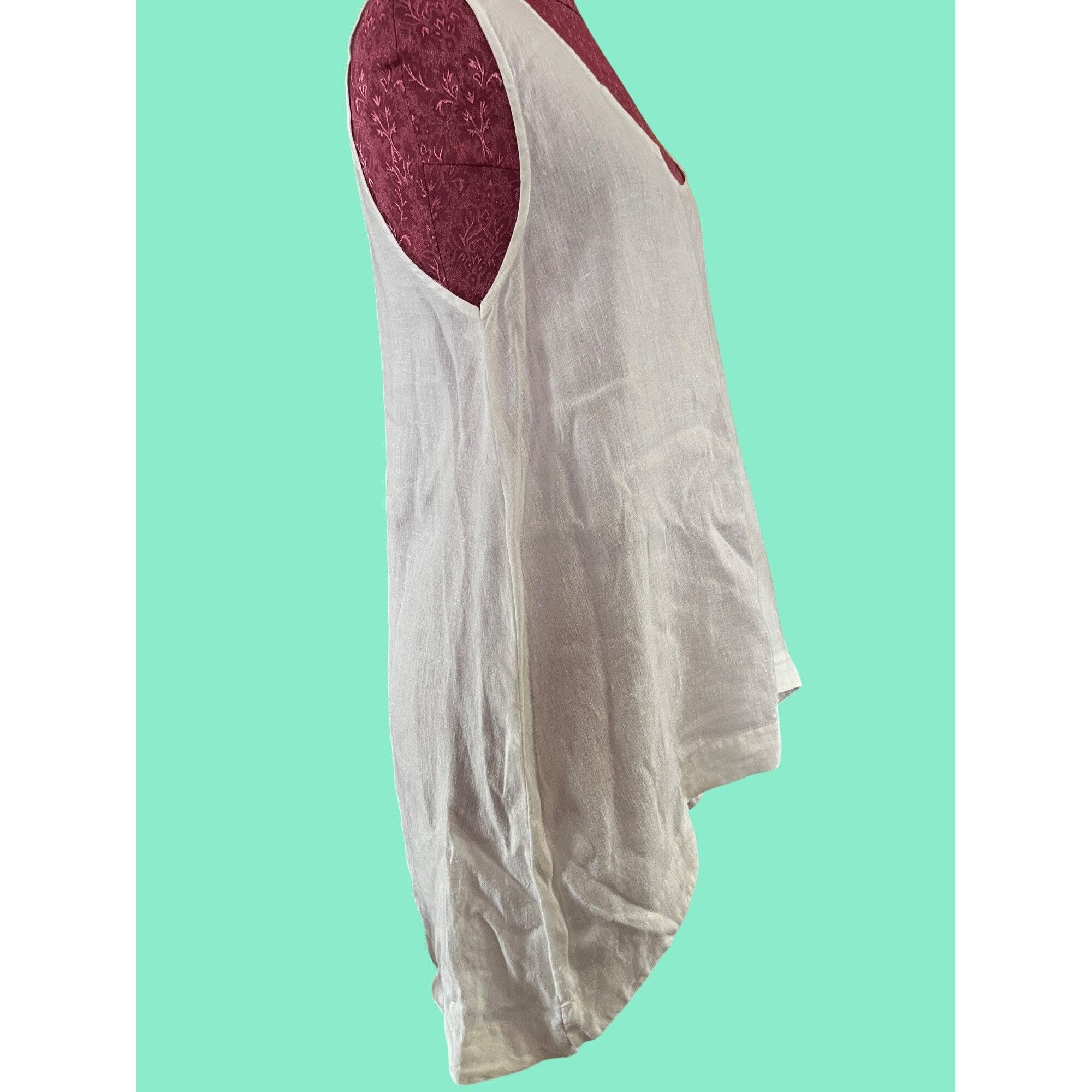 Saks Fifth Avenue Saks Fifth Avenue White Linen High-Low Tank Top Womens XL Size XL / US 12-14 / IT 48-50 - 4 Thumbnail