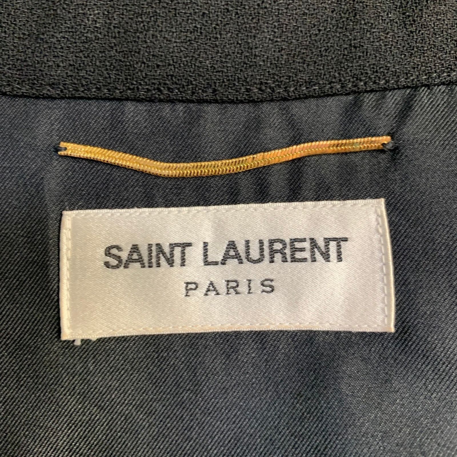 Saint Laurent Paris Size 8 Black Gold Wool Crepe Rhinestones Long Sleeve Dress Size M / US 6-8 / IT 42-44 - 6 Thumbnail
