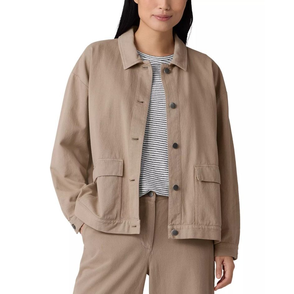 Eileen Fisher Women Organic Cotton Utility Jacket Size XXS