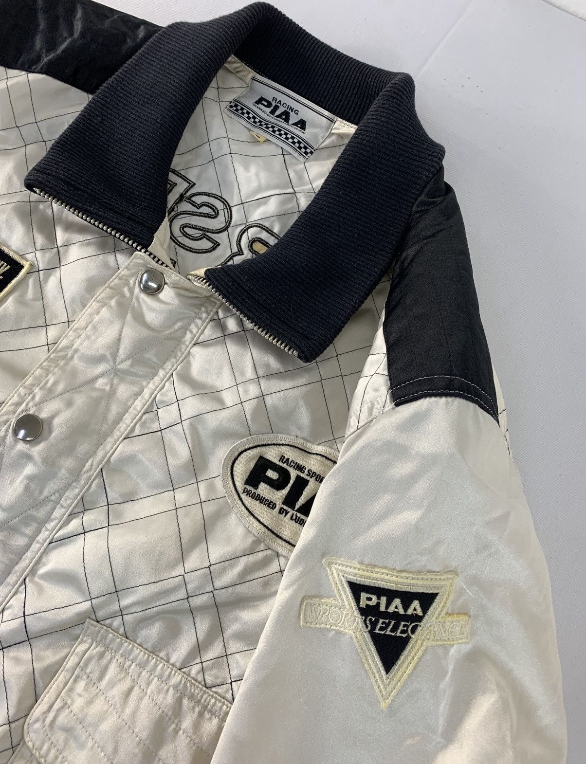 Vintage 90s PIA Motorsport Uomo Terzo Design Satin Bomber Jacket Size US S / EU 44-46 / 1 - 4 Thumbnail
