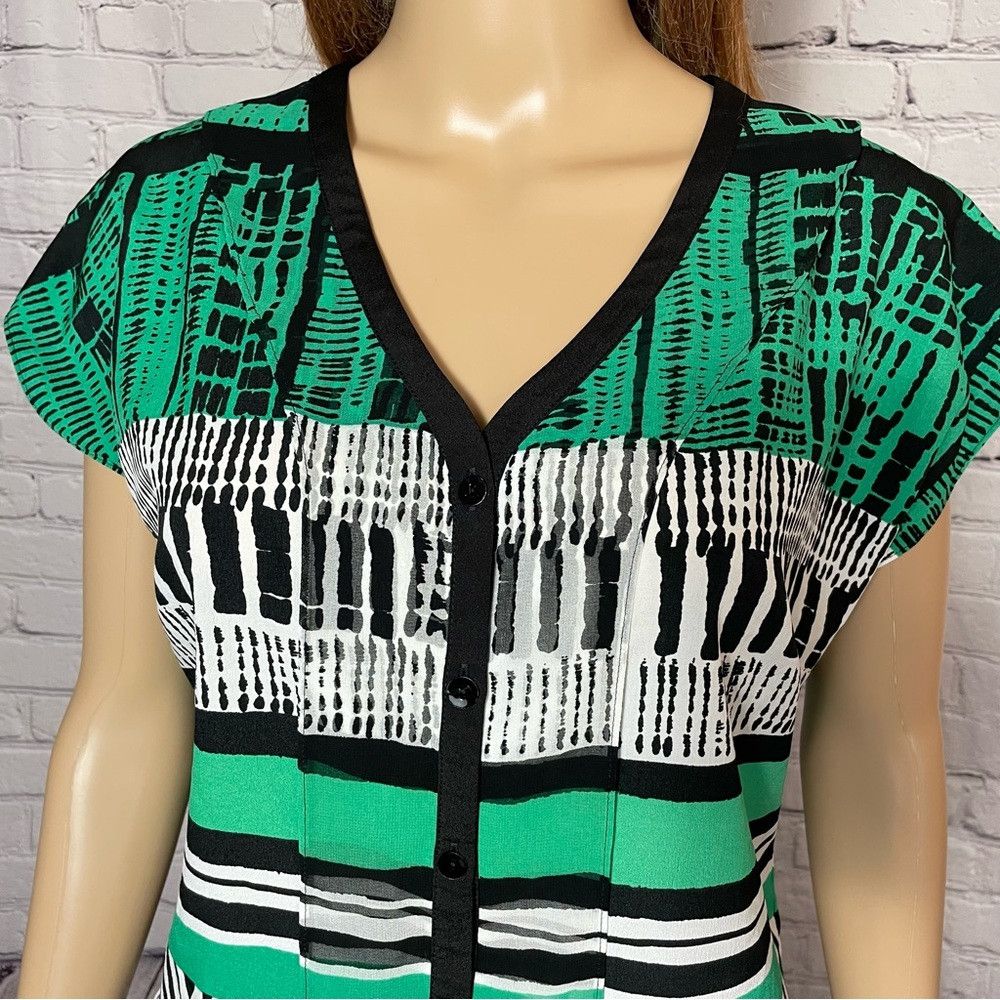 Other Un Jour Ailleurs Button Front Green Black Top Size 1 US S Size S / US 4 / IT 40 - 2 Thumbnail