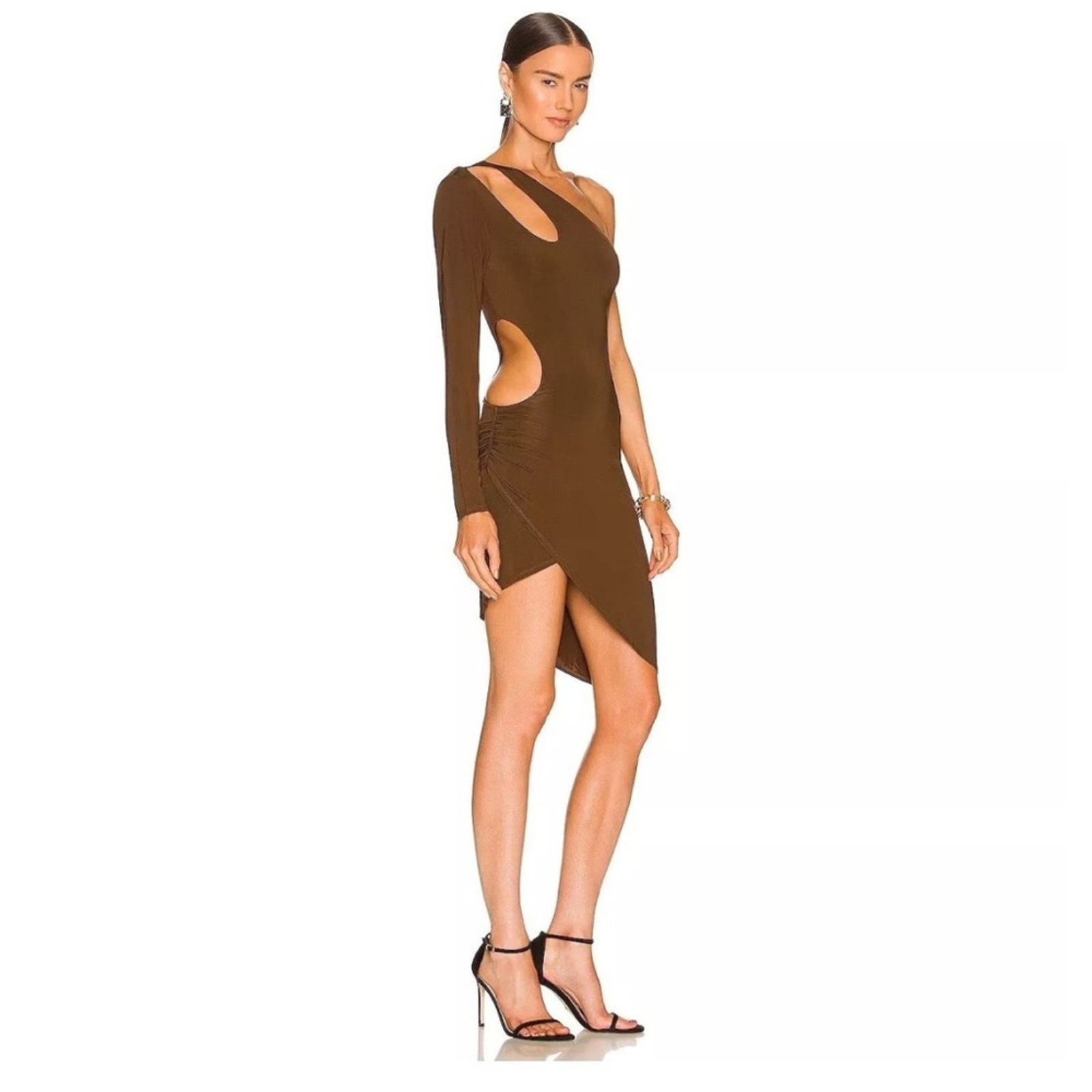 REVOLVE Ronny Kobo Lana Dress in Brown Bodycon Mini Cut out Large Size L / US 10 / IT 46 - 5 Thumbnail