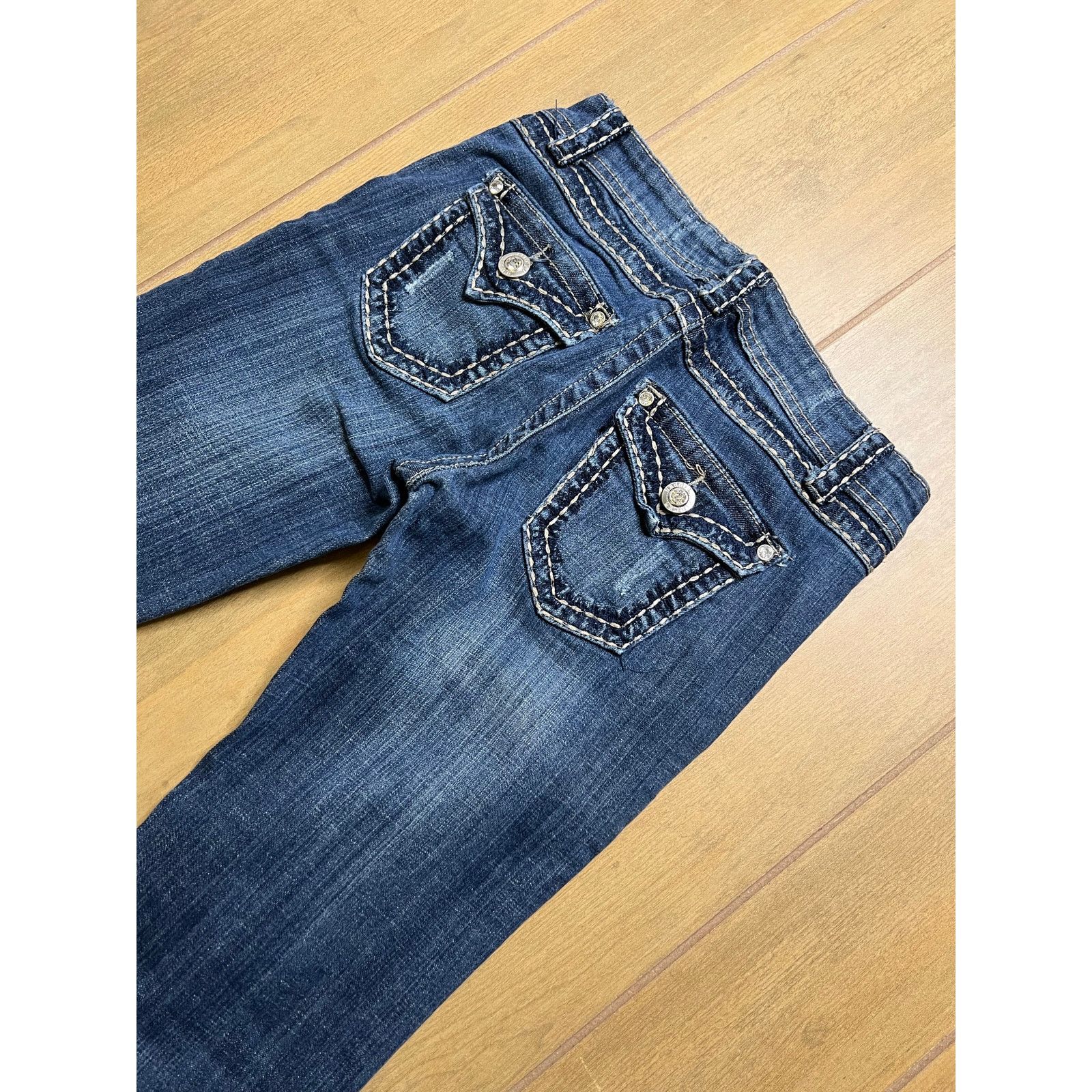 Vintage Zipper Y2K Bootcut Jeans Womens Size 9 Blue Rhinestone 27x30 Size US 27 - 9 Thumbnail