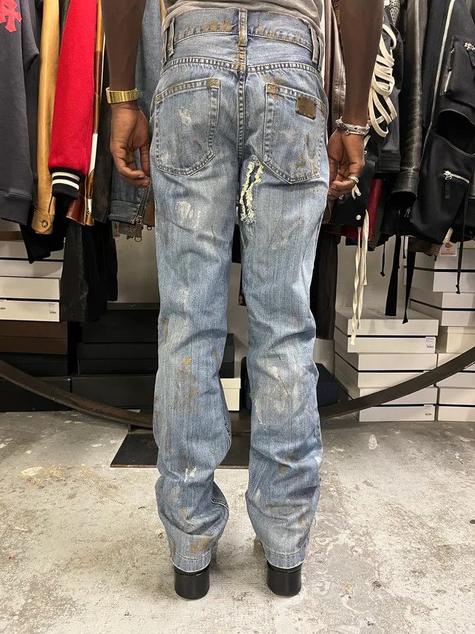 Designer × Dolce & Gabbana × Vintage AW2005 Dolce & Gabbana Painted Blue Denim Jeans Size US 30 / EU 46 - 4 Thumbnail