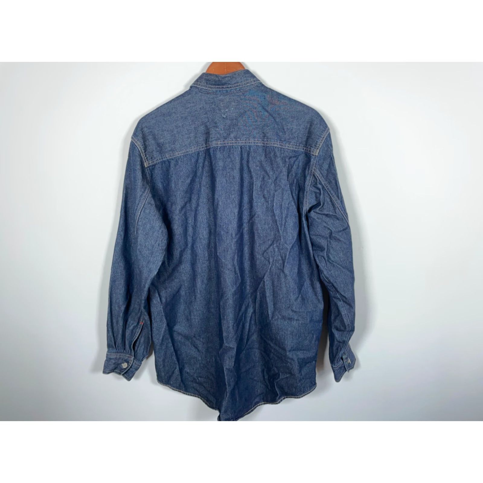 Levi's VINTAGE Levi's Denim Work Shirt Men Large Dark Blue Cotton Long Sleeve Y2K 90s Grunge Size US L / EU 52-54 / 3 - 2 Thumbnail