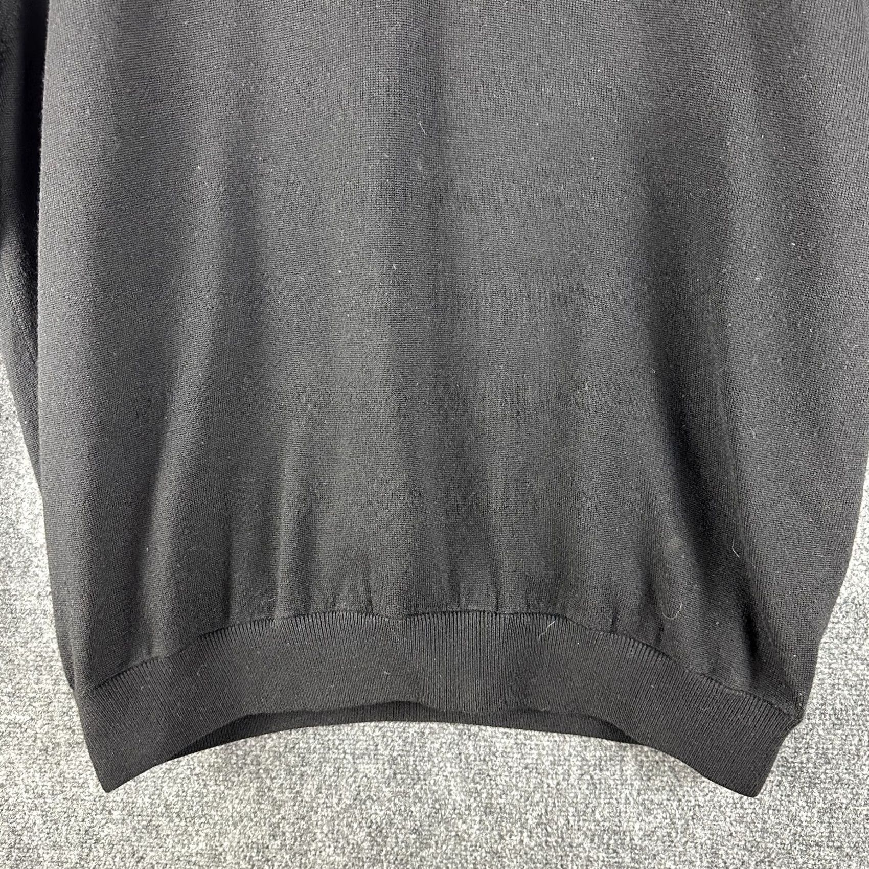 Vintage Fairway & Greene Sweater Mens XL Black 1/4 Zip Lined Wool Ribbed Cuffs V-Neck Pullover Knit Regular Seasonal Size US XL / EU 56 / 4 - 2 Thumbnail