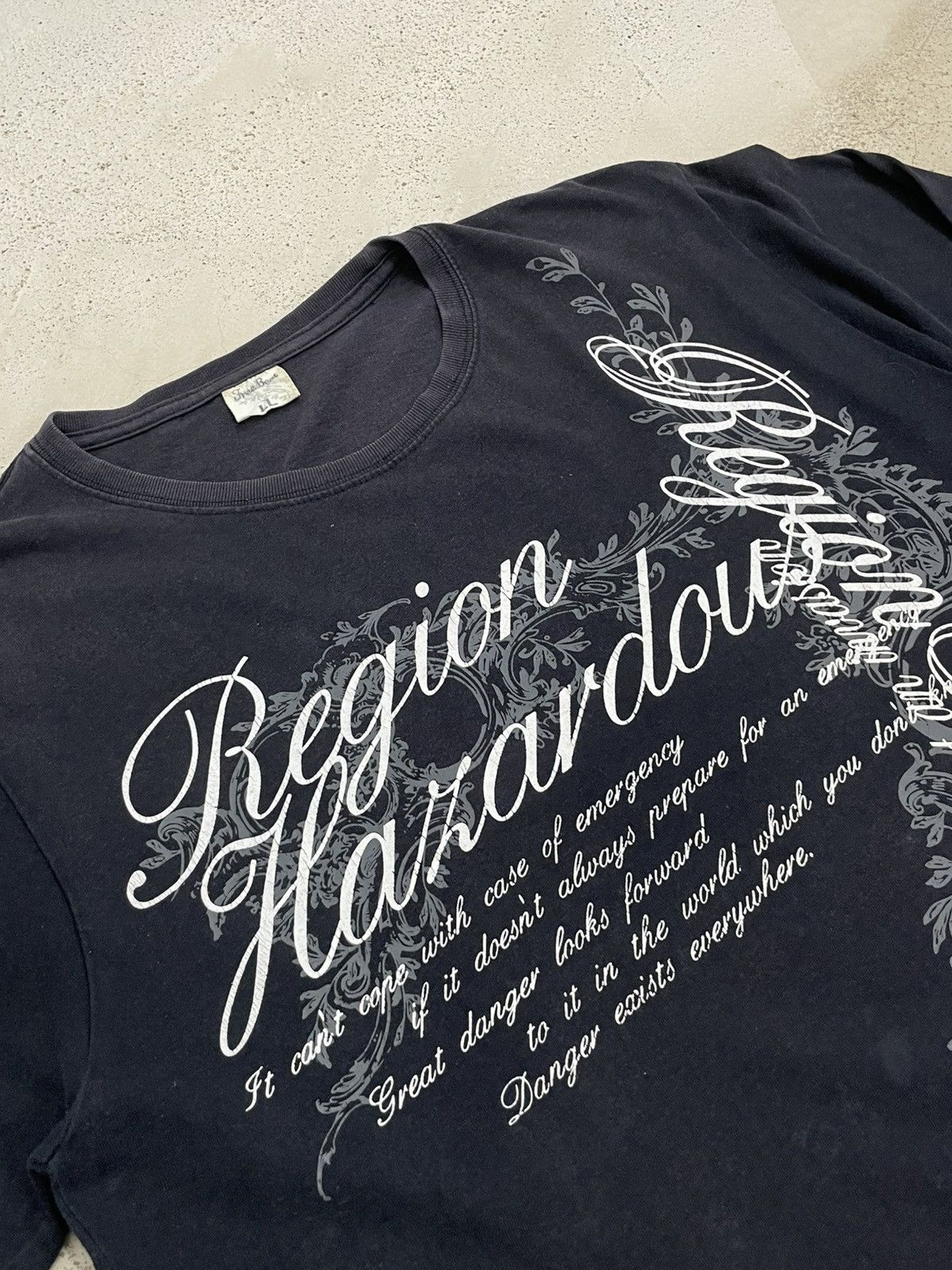 Japanese Brand Sunfaded Freebeat Y2K Affliction Style Wording Hazardous Size US XL / EU 56 / 4 - 6 Thumbnail