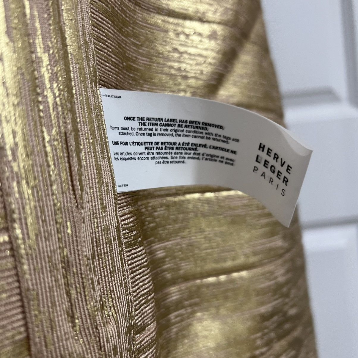 Herve Leger Herve Leger Metallic Bandage Mini Dress In Gold size Large Size L / US 10 / IT 46 - 5 Thumbnail