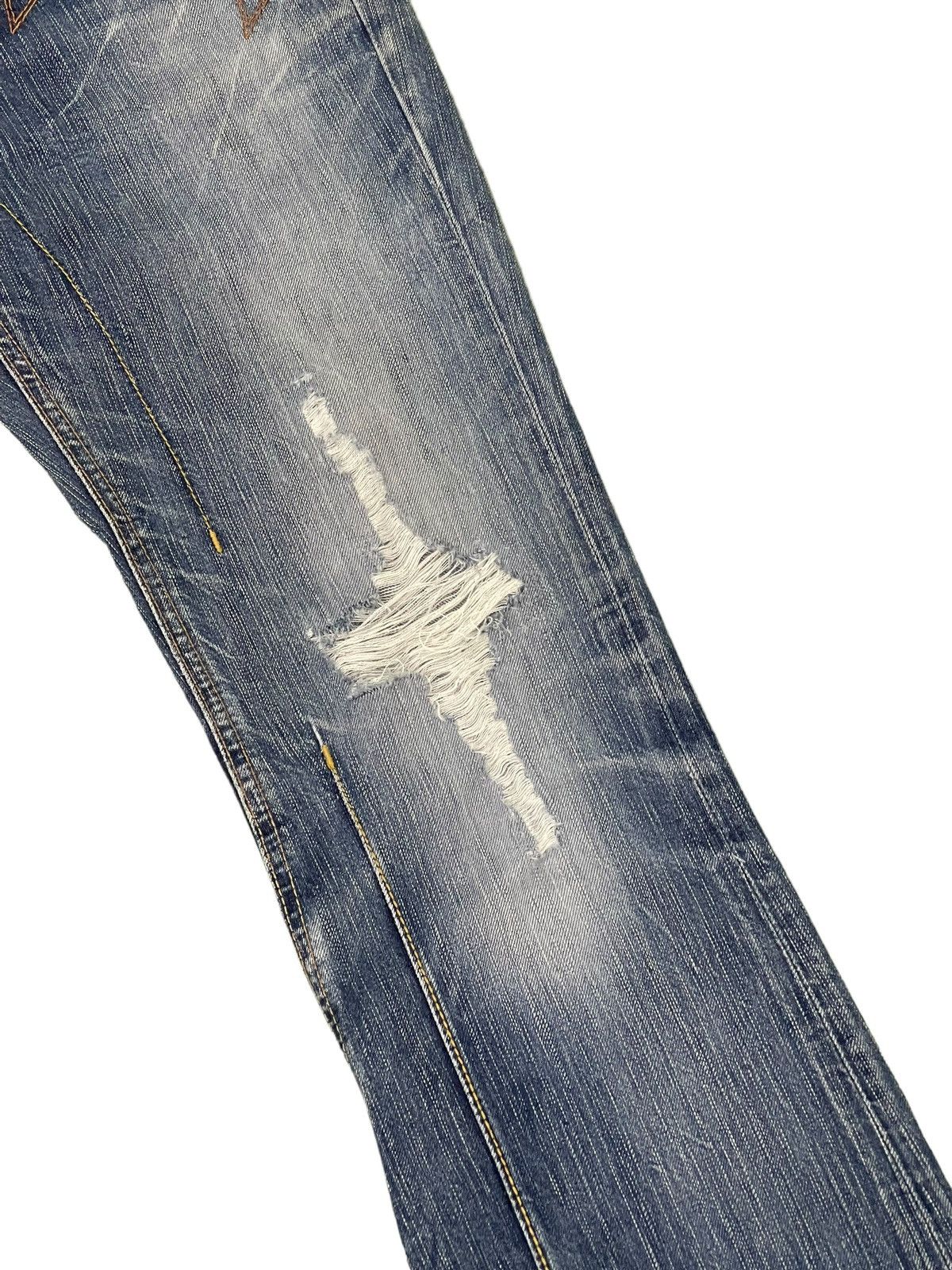 Japanese Brand Flare Jeans Edwin Faded Distres Low Rise Boot Cut 8🟦7 Size US 30 / EU 46 - 7 Thumbnail