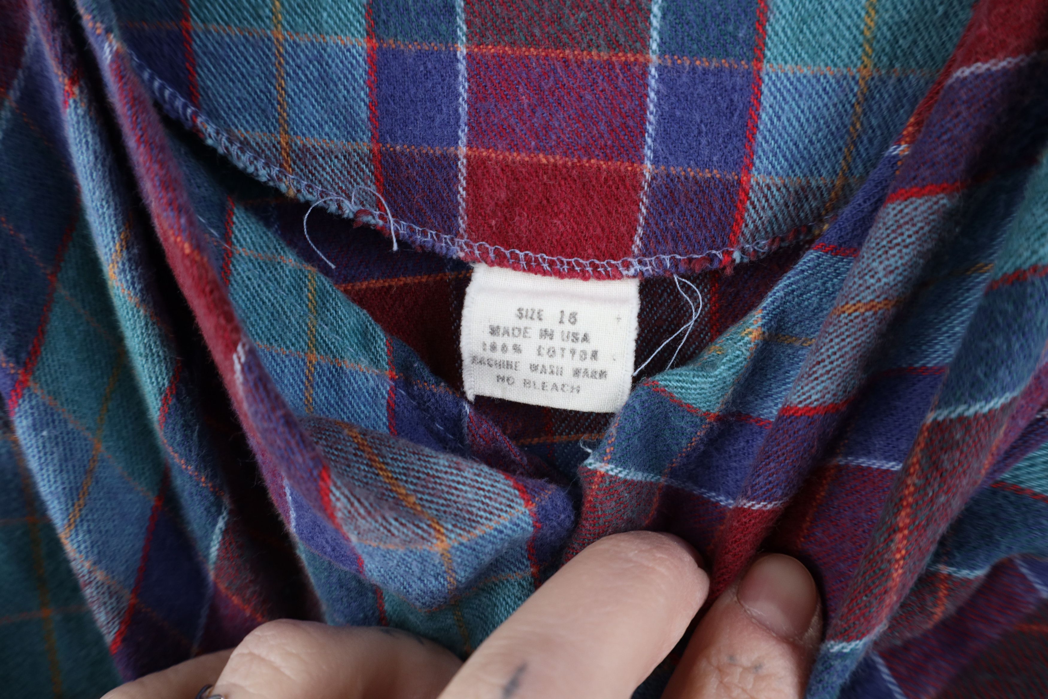 Vintage Vintage 70s Streetwear Neck Flannel Pullover Shirt Plaid USA Size XXL / US 16-18 / IT 52-54 - 5 Thumbnail