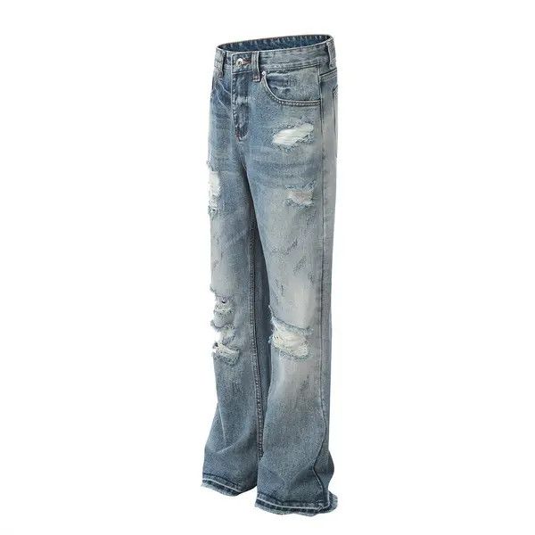 VIBE Trendy punk distressed heavy washed ripped flared jeans Size US 32 / EU 48 - 2 Thumbnail