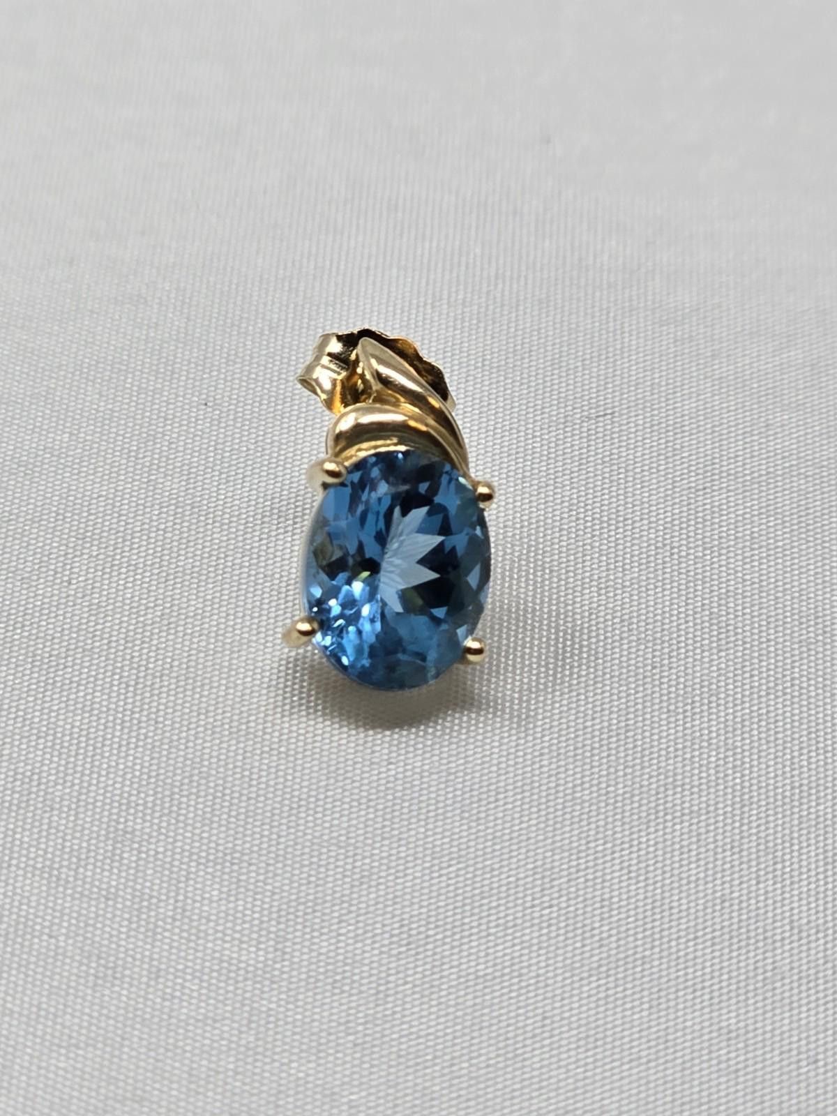 The Unbranded Brand 14K Gold Blue Topaz & Diamond Pendant Earring Set 5.5g Size ONE SIZE - 5 Thumbnail