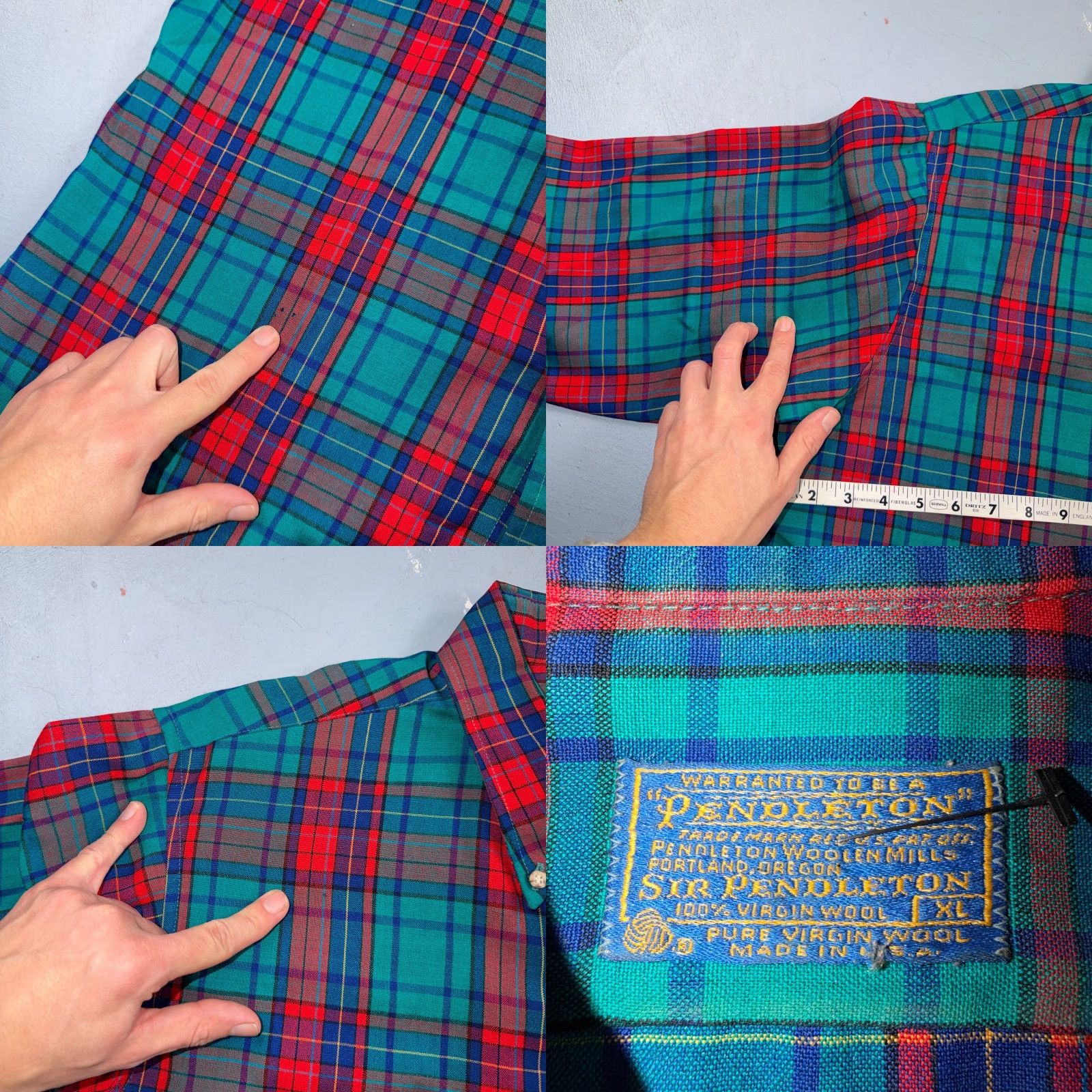 Pendleton VINTAGE Pendleton Button-Up Shirt XL Blue Red Turquoise Plaid Wool Flannel USA Made LS Size US XL / EU 56 / 4 - 8 Thumbnail