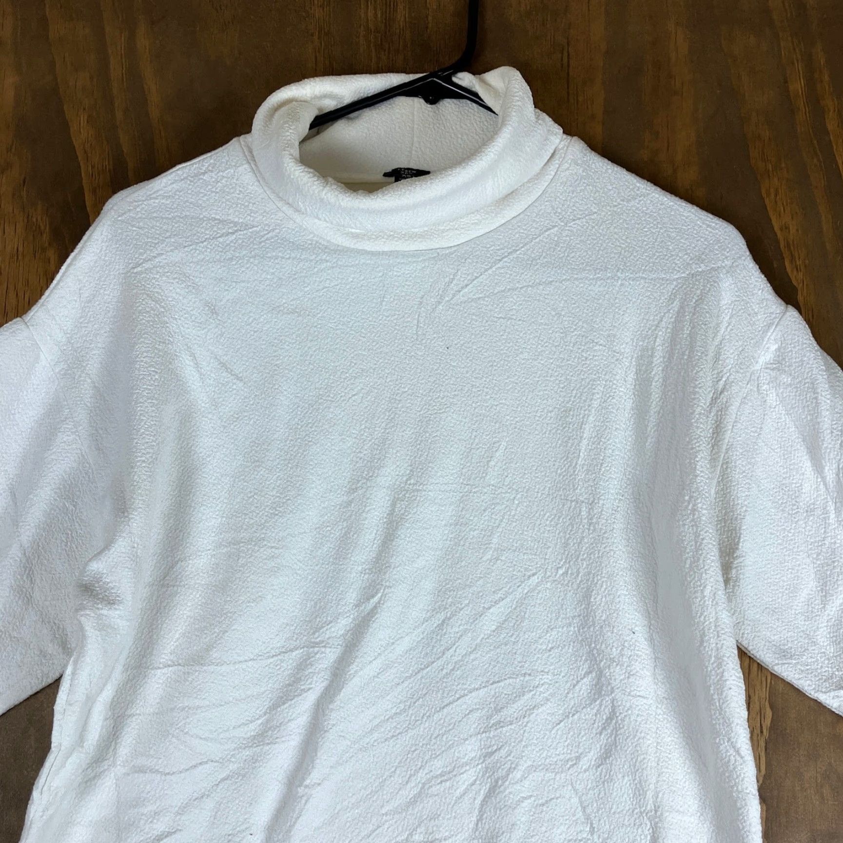 J.Crew VINTAGE J. CREW 365 Womens Shirt White Textured Crepe Drop-Sleeve Turtleneck XS Size XS / US 0-2 / IT 36-38 - 2 Thumbnail