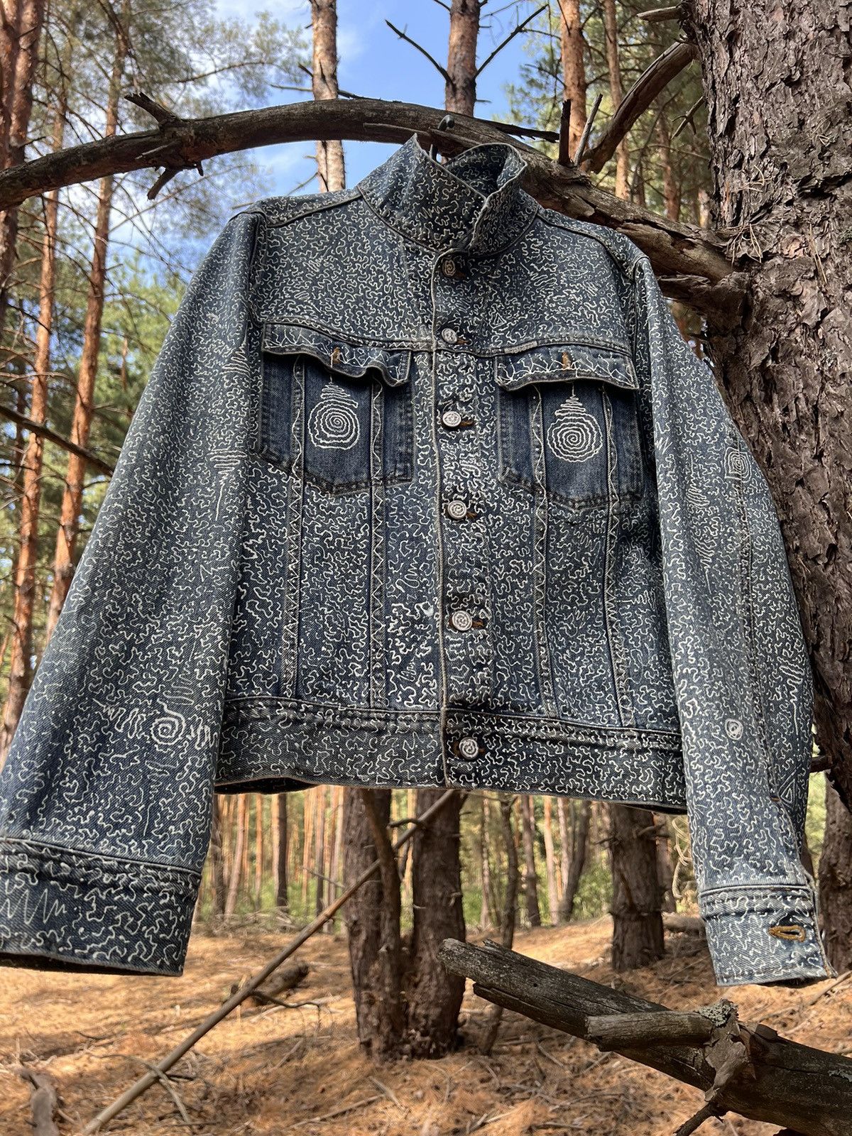 Other Custom ethnical bilateral distressed denim jacket Size US L / EU 52-54 / 3 - 3 Thumbnail
