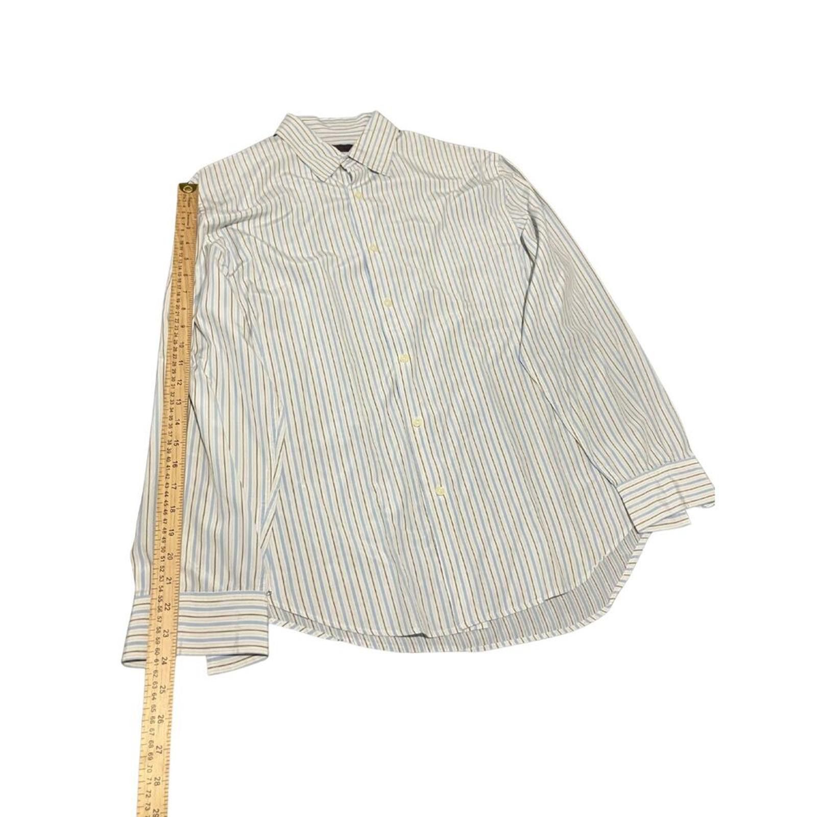 Perry Ellis Perry Ellis Silk Blend Men’s Dress Shirt Stripede Size L Size 42R - 4 Thumbnail